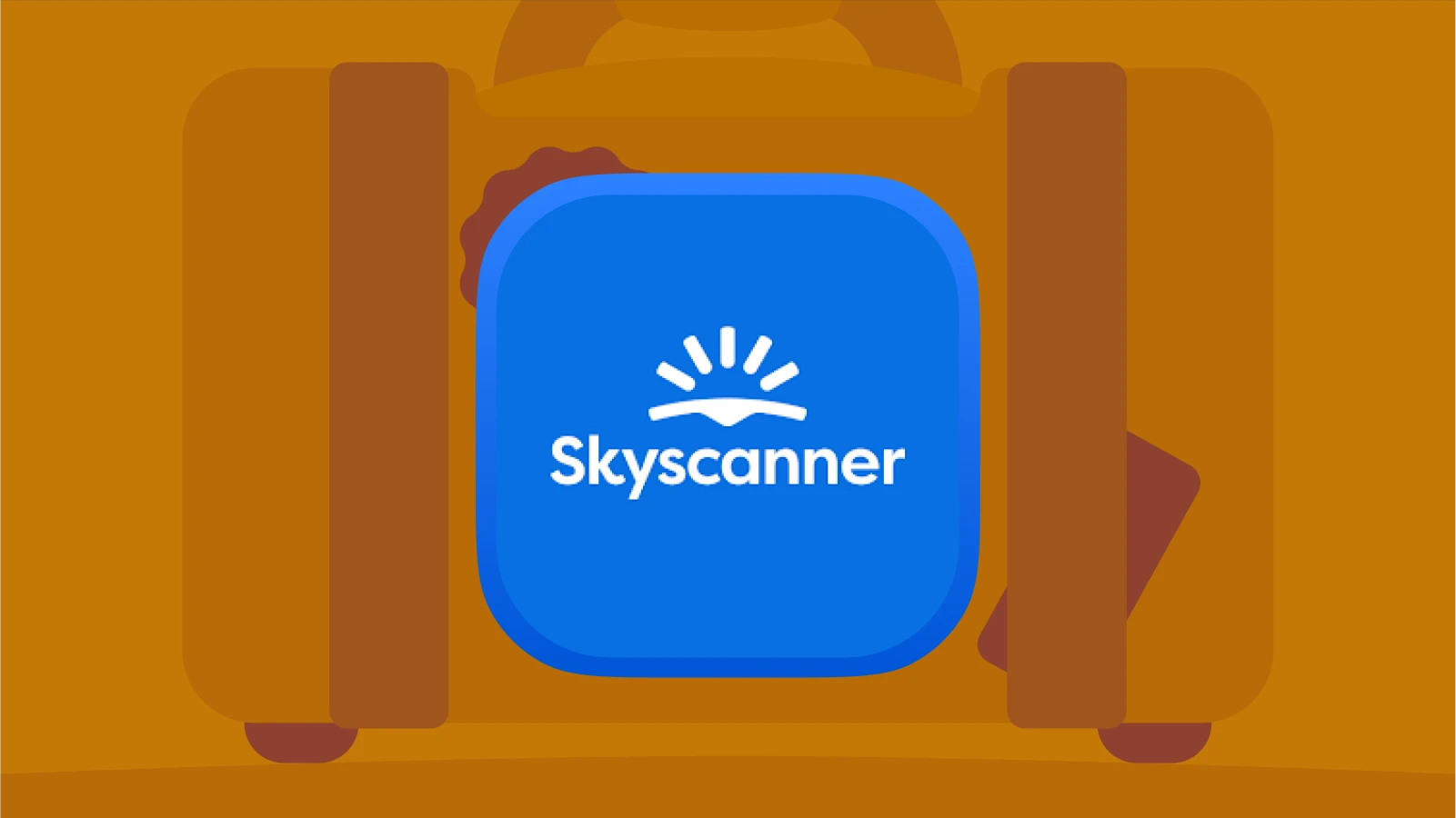 Skyscanner from travel apps with a luggage at the background