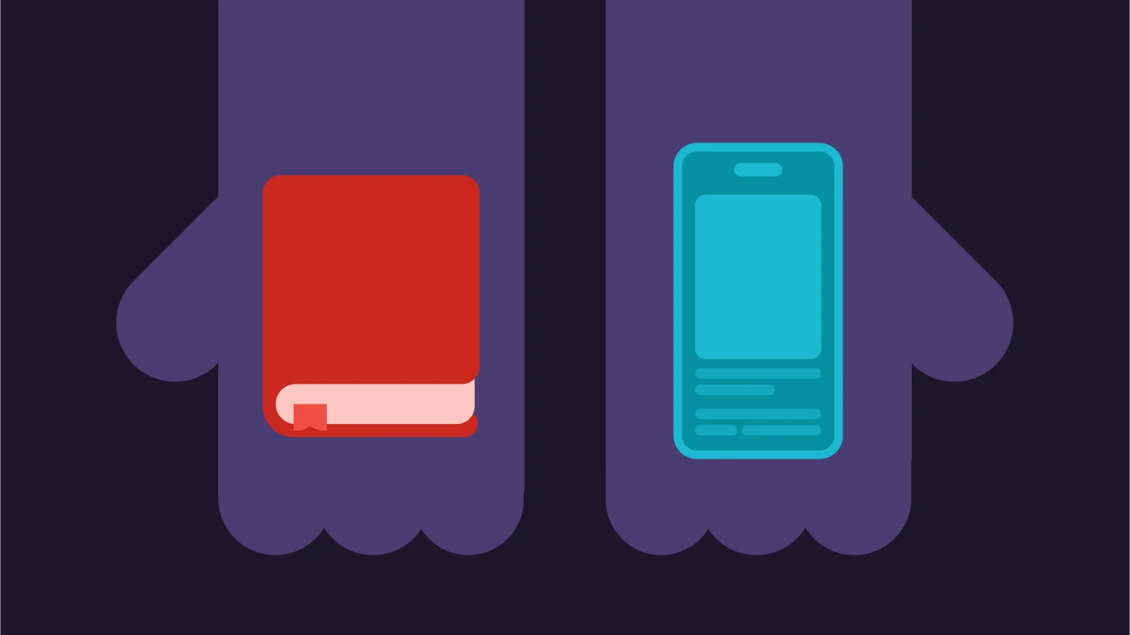 elearning - Two hands holding a red book with three dollar signs and a blue smartphone with a dollar sign
