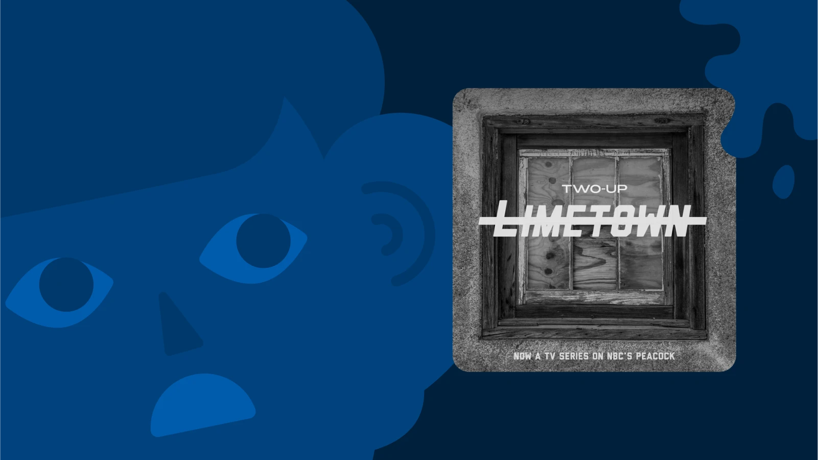 Blue background with Limetown podcast cover, a fiction podcast blending mystery, sci-fi, and investigative storytelling