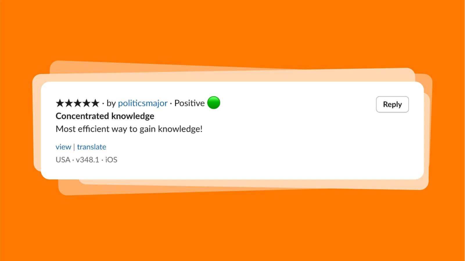 Positive review highlighting the efficient knowledge gained through the Headway app