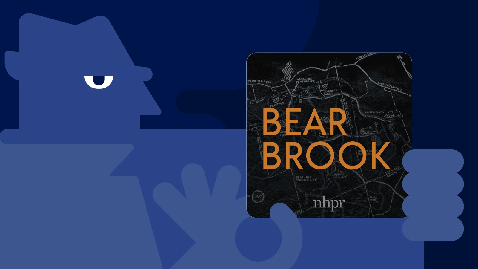 Bear Brook podcast cover art with dark forest theme, exploring cold cases in true crime podcasts