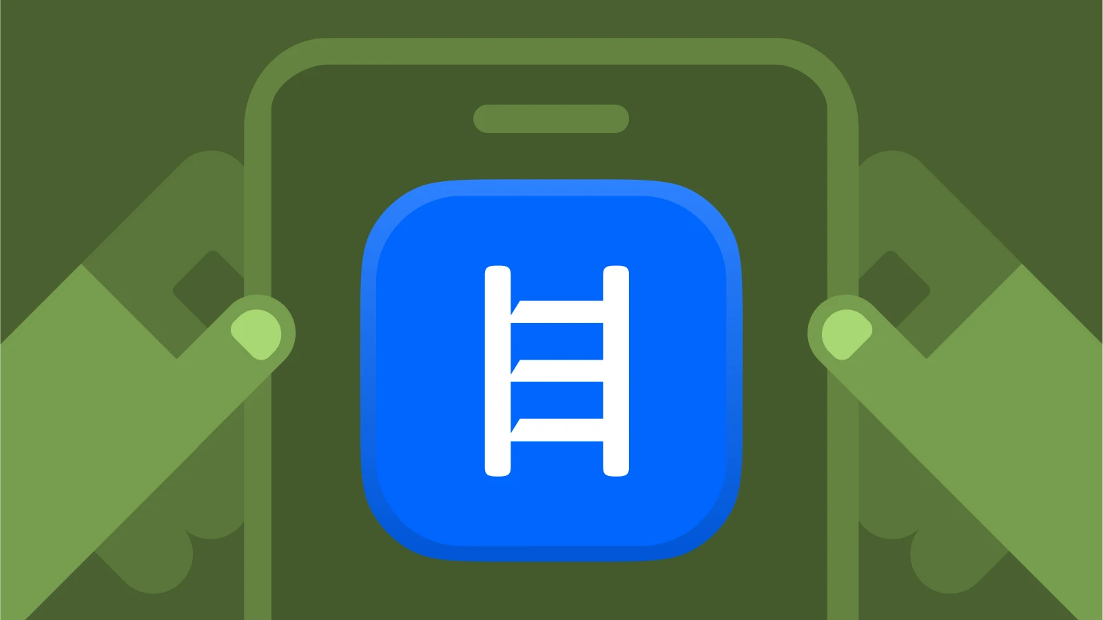 Headway app icon on smartphone held by green hands, shown as one of the apps like Snapchat