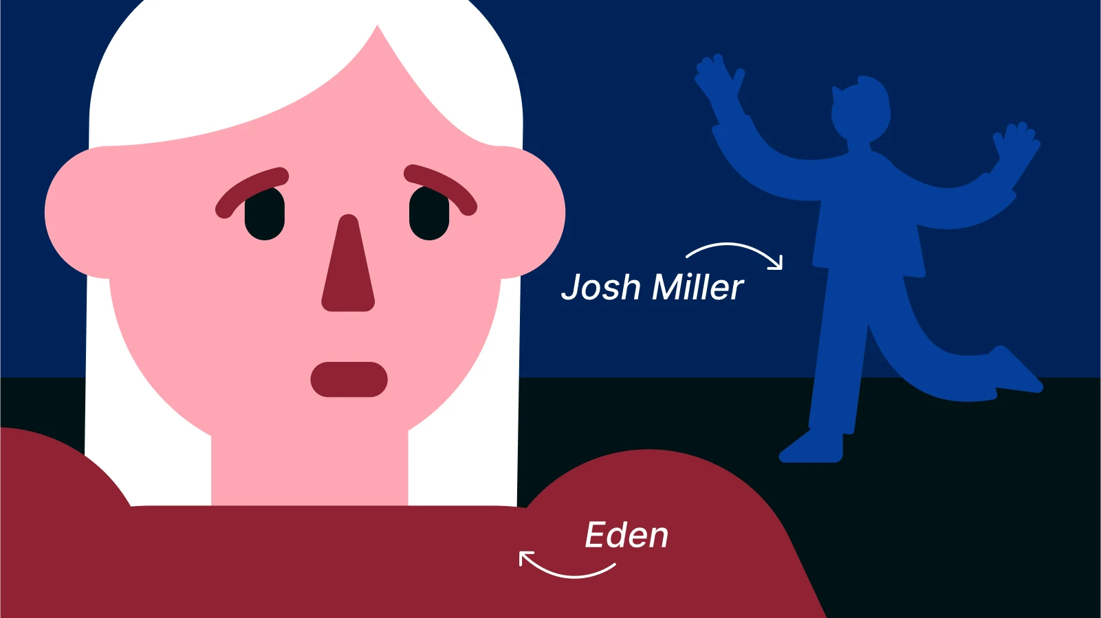 Illustration of Josh Miller and Eden, characters from The Way I Used to Be by Amber Smith, showing emotional conflict