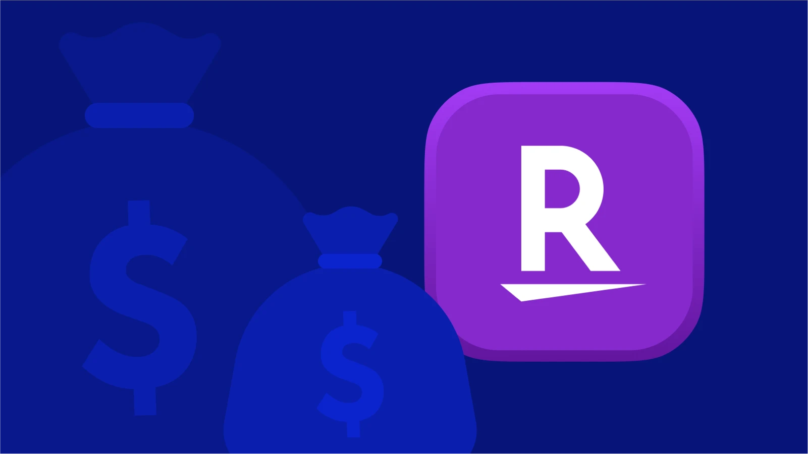 rakuten app icon best app for ios next to two money bags with dollar signs