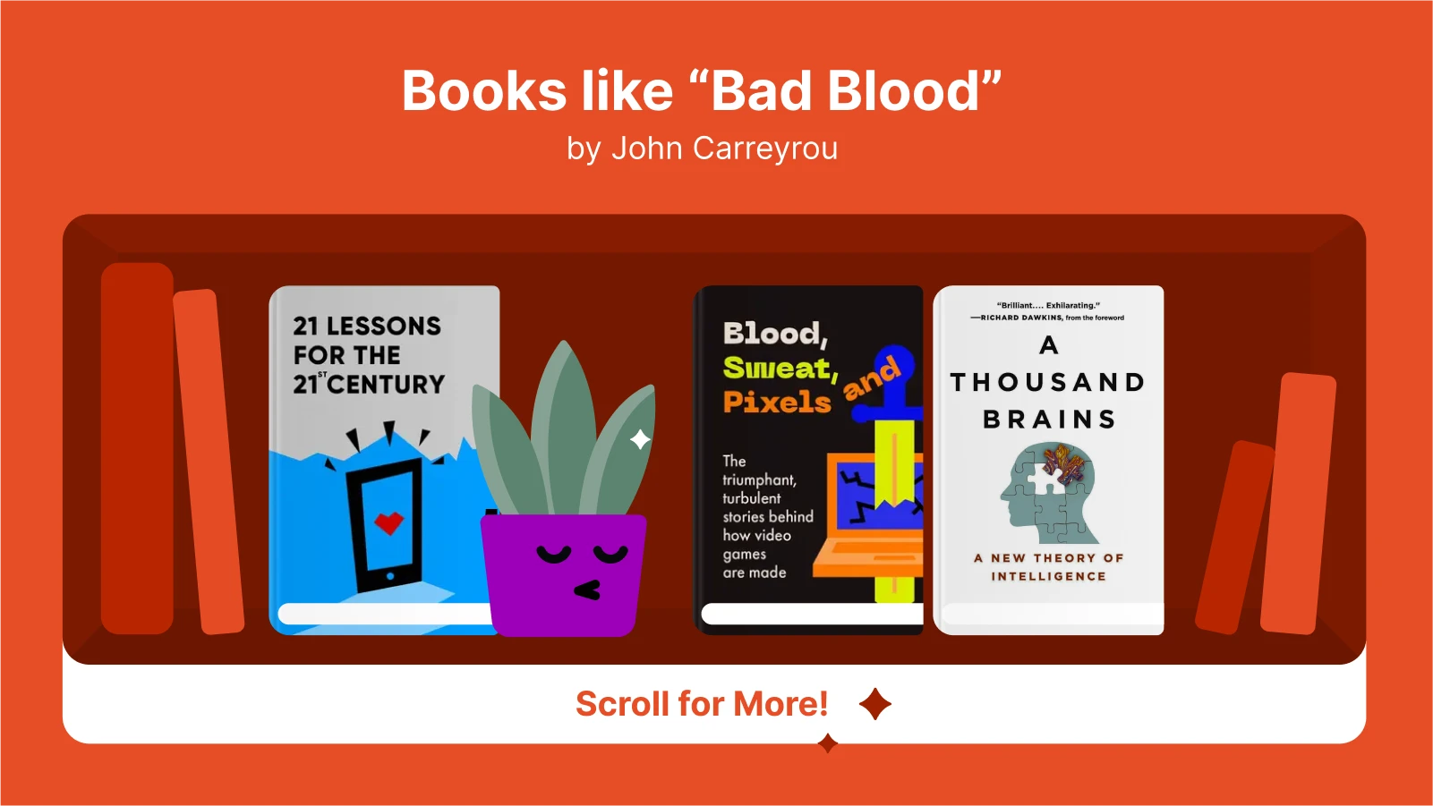 Books like Bad Blood, featuring 21 Lessons for the 21st Century, Blood, Sweat, Pixels, and A Thousand Brains