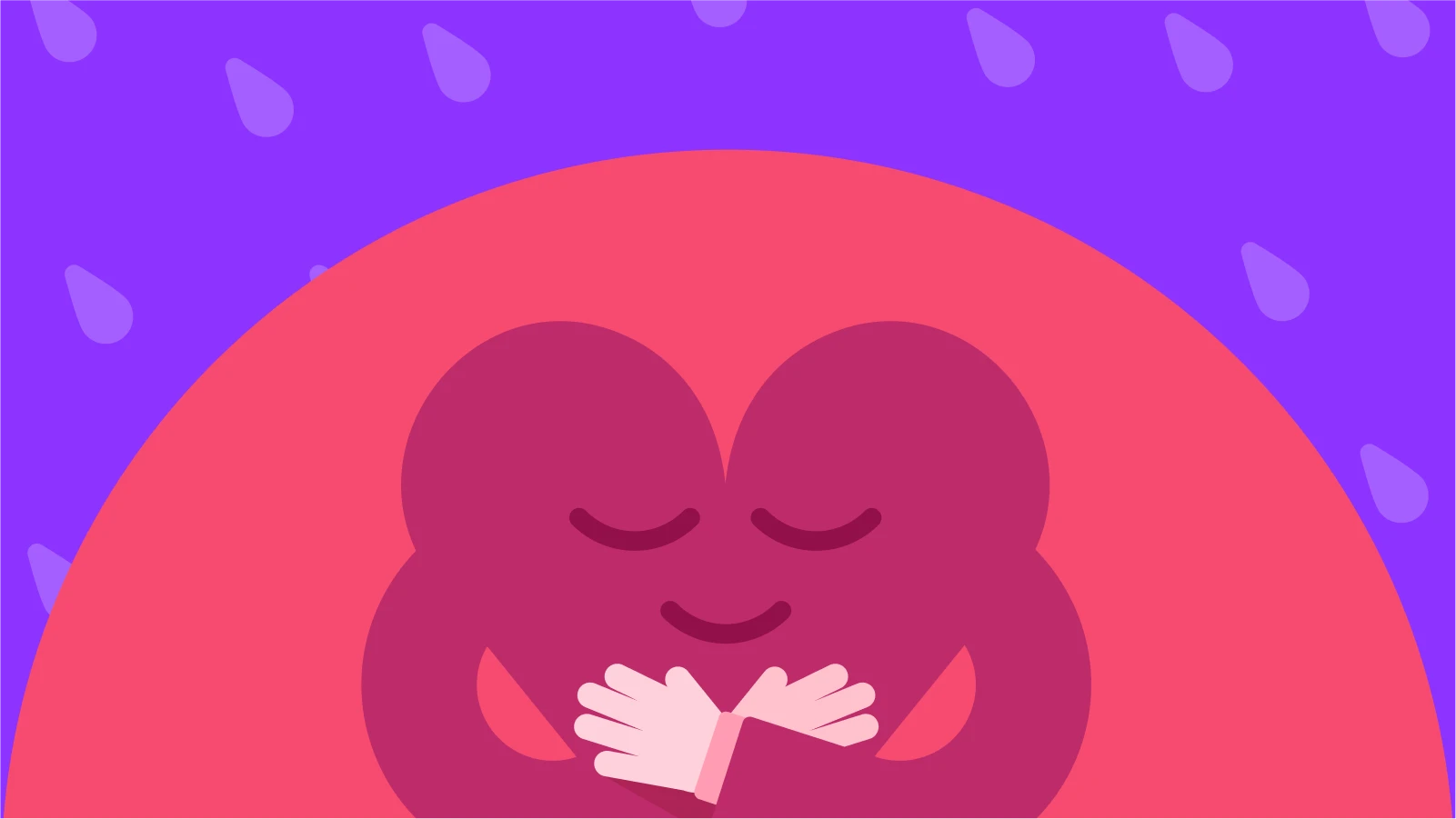 A pink heart hugging itself, symbolizing self-love in raising girls who like themselves