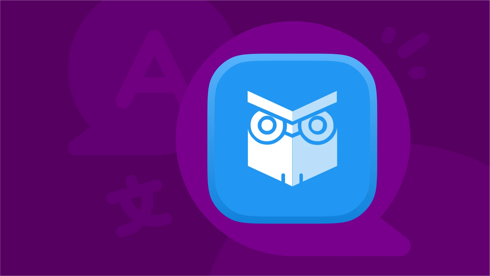 lingualift learning language app, set against a purple background with the icon of speach bubble and translation