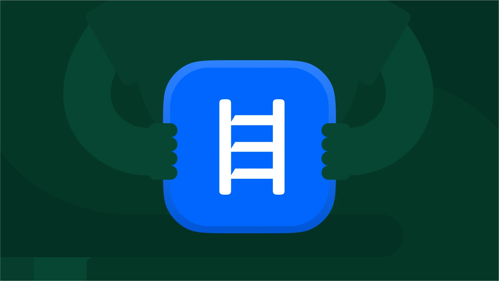 A person meditates with curved leg shape and holds a Headway app icon in hands, one of meditation apps