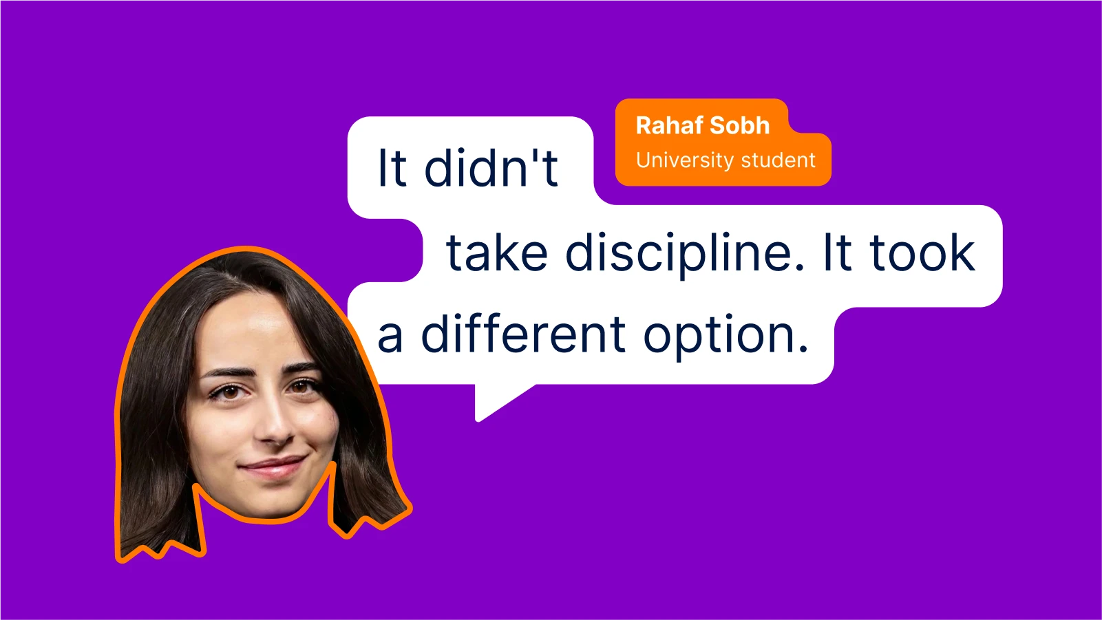 Rahaf Sobh photo next to a speech bubble with quotation marks, highlighting the personal benefits of microlearning