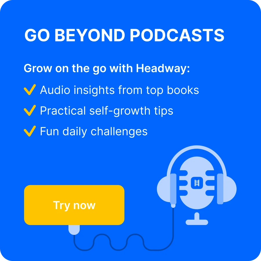 educational podcasts - Headphone icon with microphone connected to a wire, symbolizing audio content and growth-related Headway book app and best apps