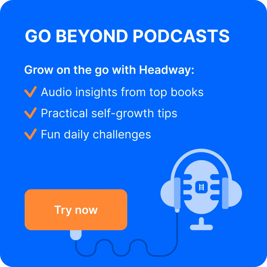 Blue square with white headphones icon and call-to-action promoting christian podcast listening for growth