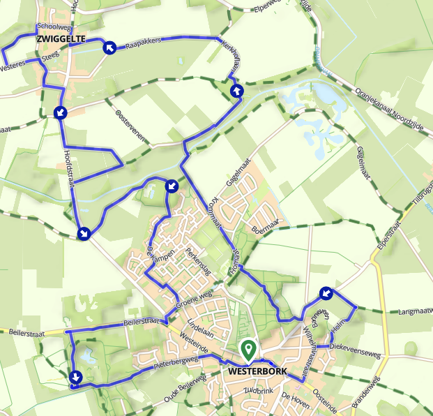 Westerbork - Zwiggelte route