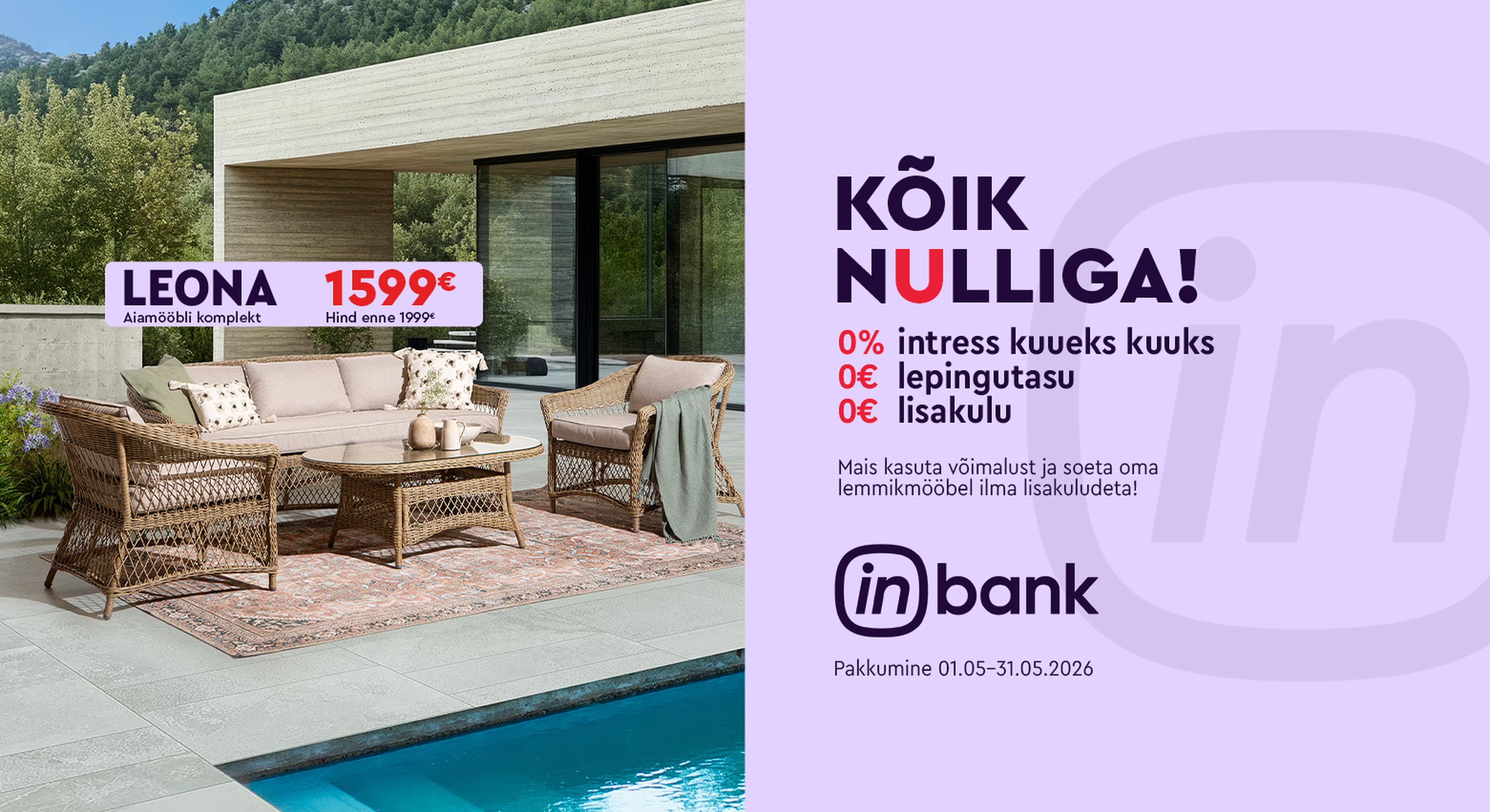 inbank kõik nulliga 0% intress kuueks kuuks kampaania 01.05-31.05.2026