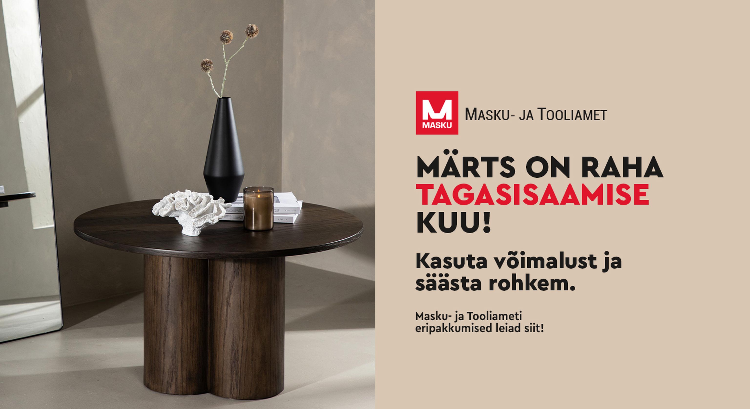 märts on raha tagasisaamise kuu kampaaniabänner Masku -15% kampaania