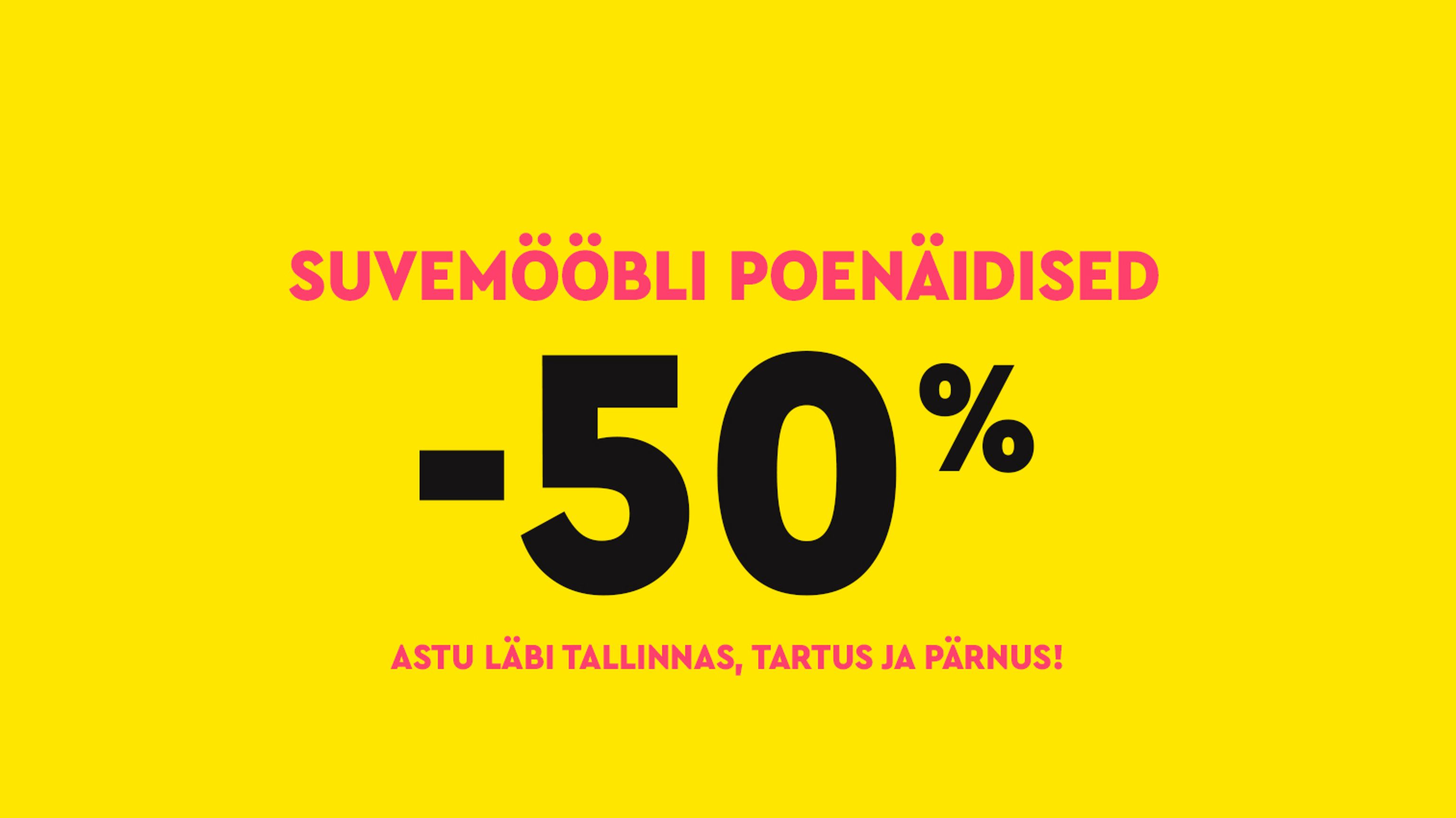 Suvemööbli  poenäidised -50% - astu läbi Tallinnas, Tartus ja Pärnus!
