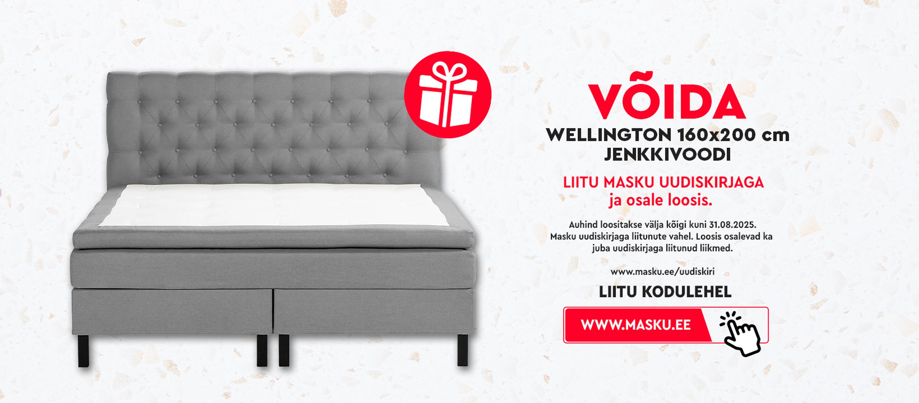 Võida Wellington 160x200 cm voodi. Liitu Masku uudiskirjaga ja osale loosis!