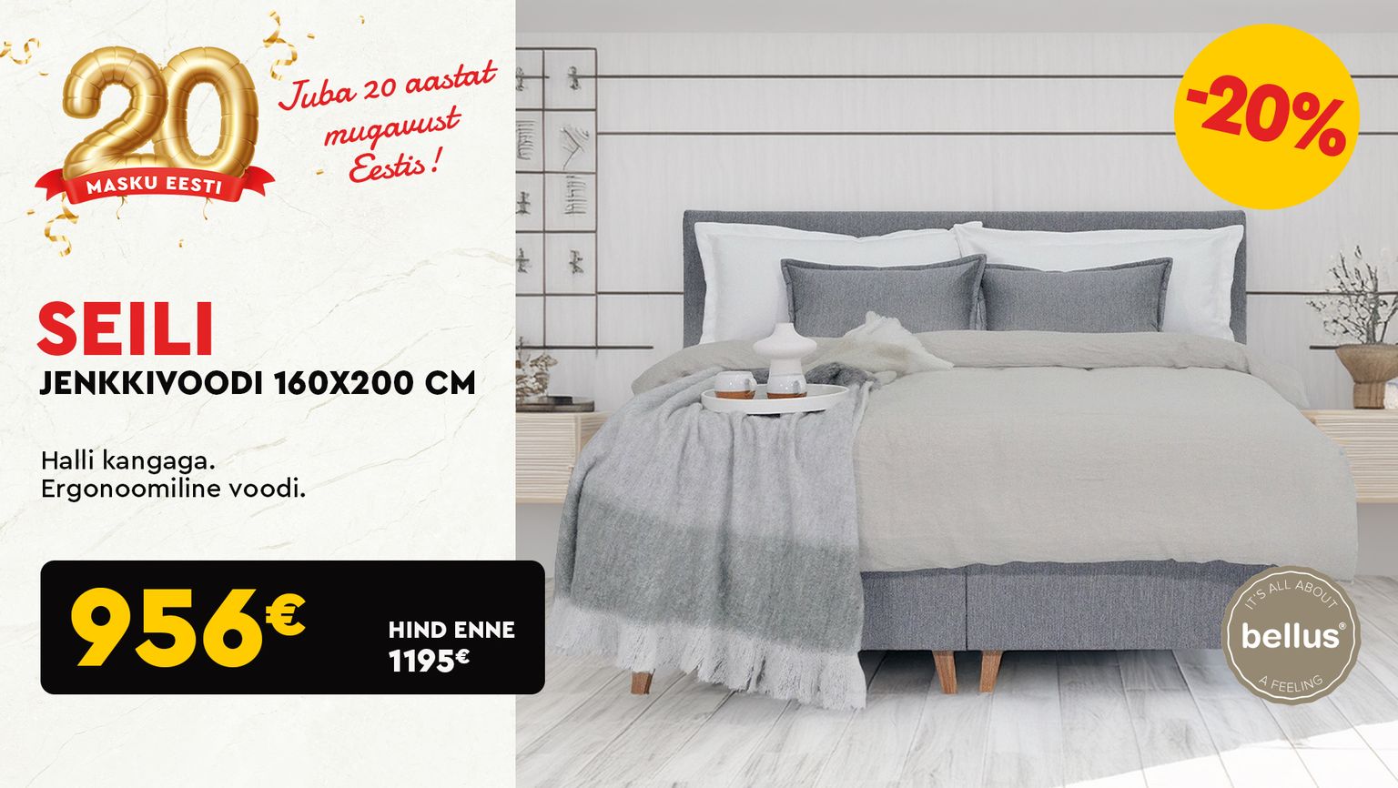 seili jenkkivoodi 160x200 cm hall bellus -20% kampaania 1195 € -> 956 €