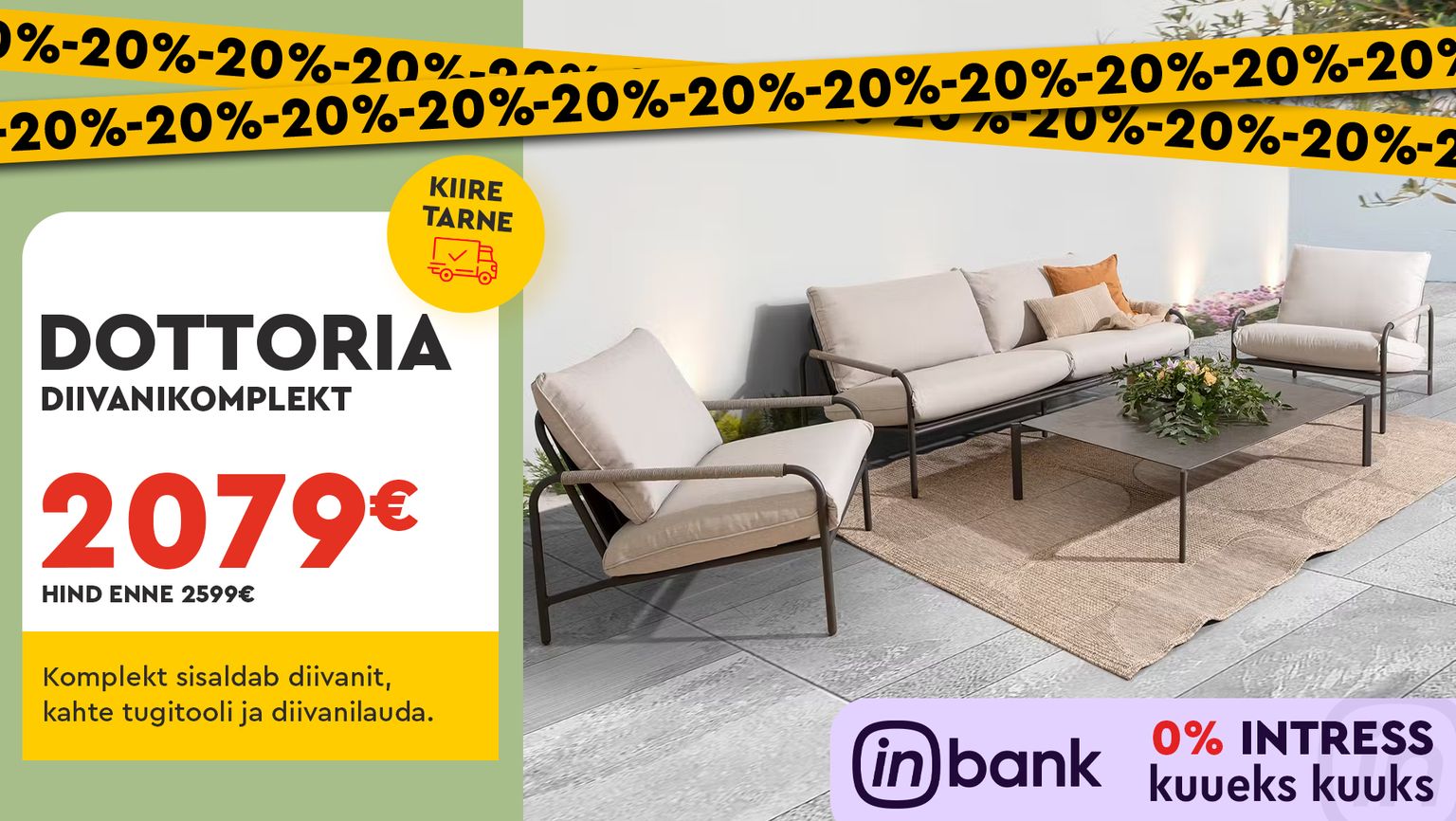 dottoria diivanikomplekt metall beež komplekt aeda kõik nulliga 0% intress -20% kampaania 2599 € -> 2079 €