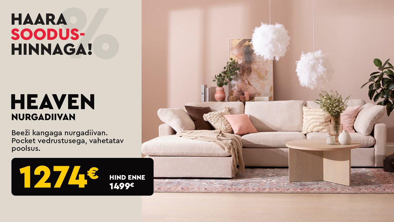 heaven nurgadiivan nurgadiivan kangas beež elutuppa -soodushind 1499 € -> 1274 €