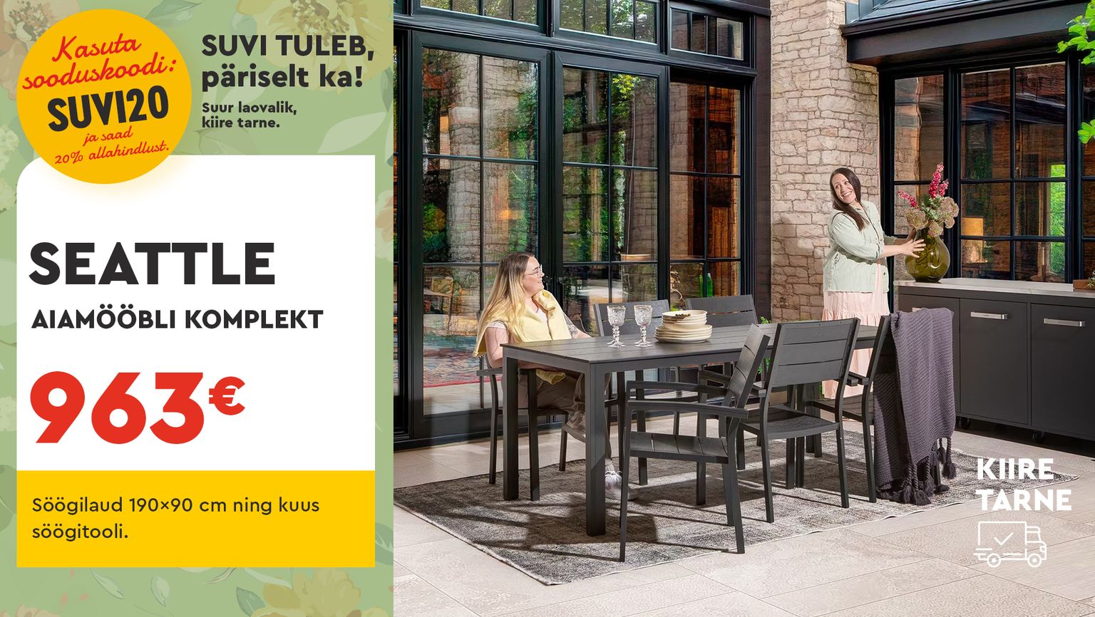 SEATTLE aiamööbli komplekt metall hall SUVI20 -20% kampaania 963 €