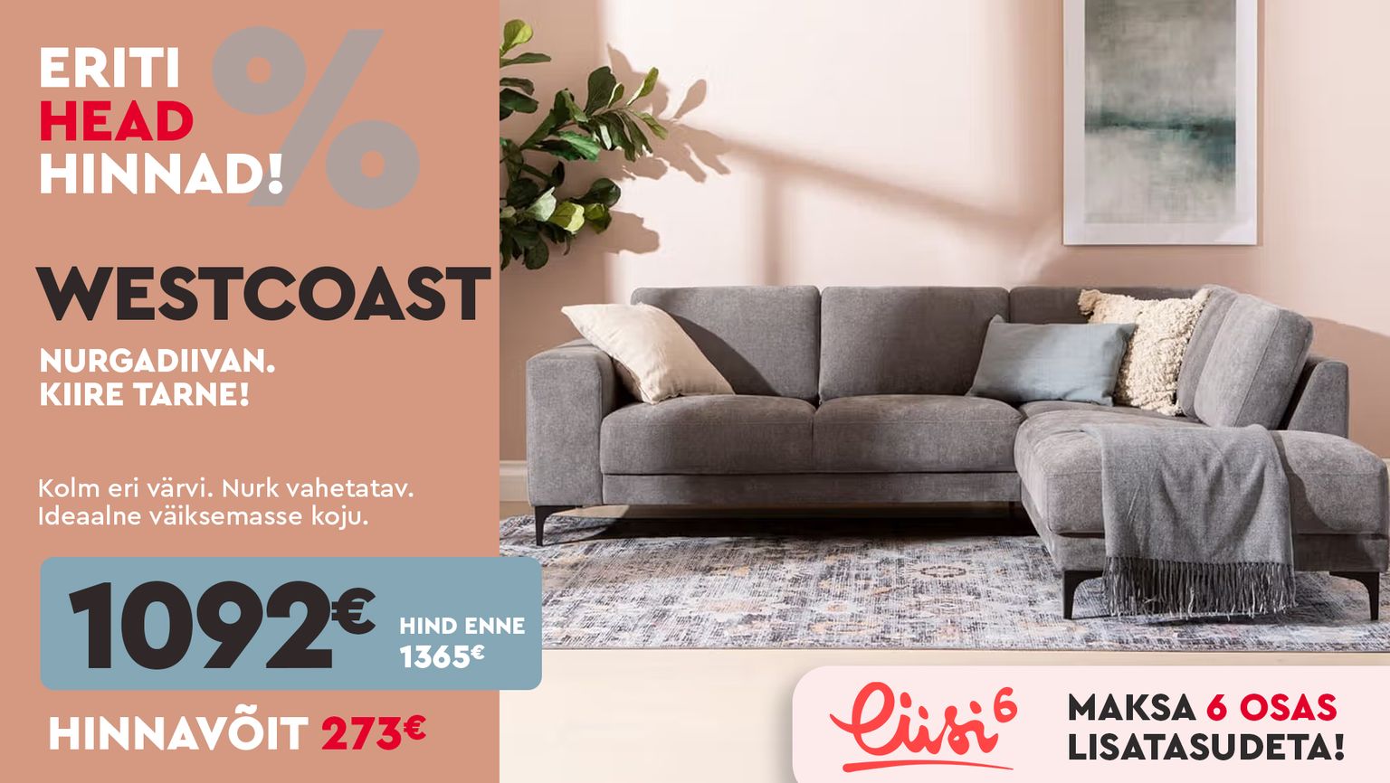 westcoast nurgadiivan kangast helehall - eriti head hinnad 1365 € -> 1092 €