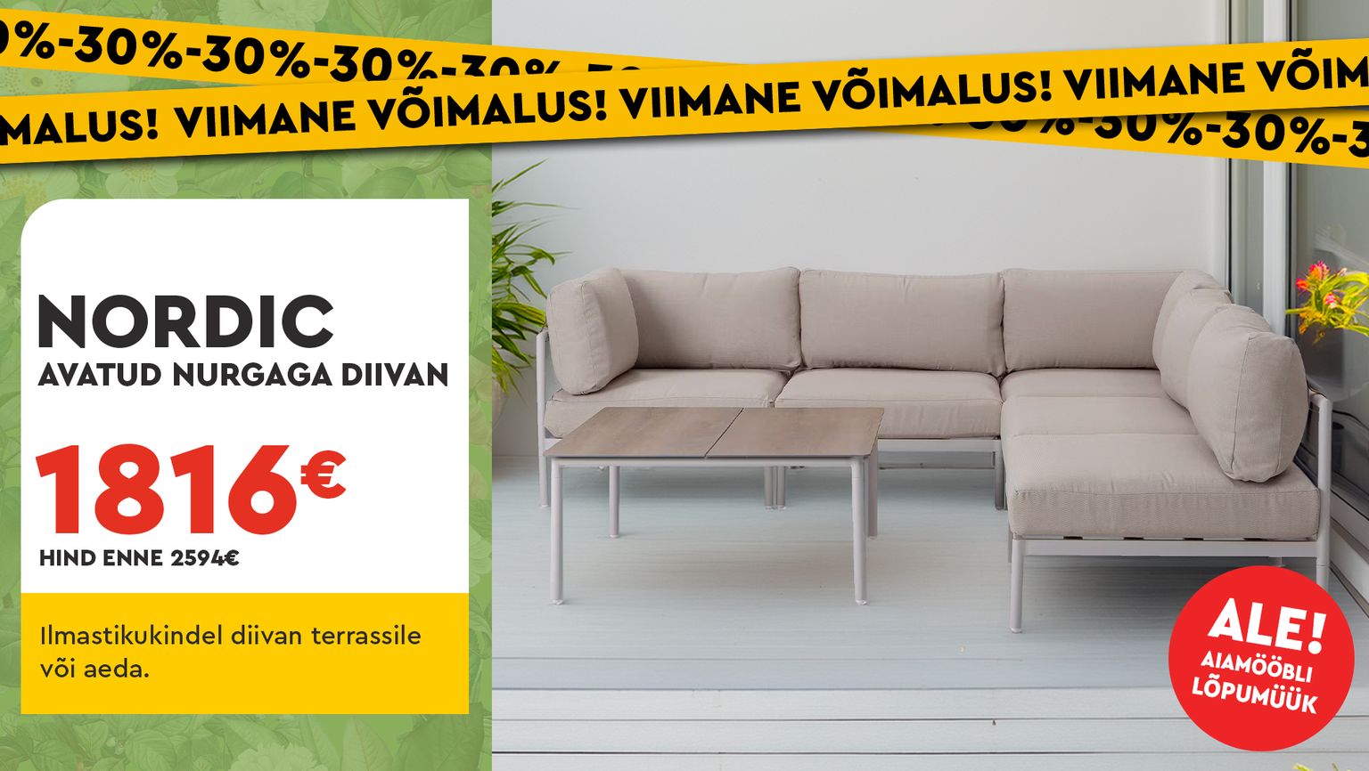 Nordic avatud nurgaga diivan 1816 € (2594 €)