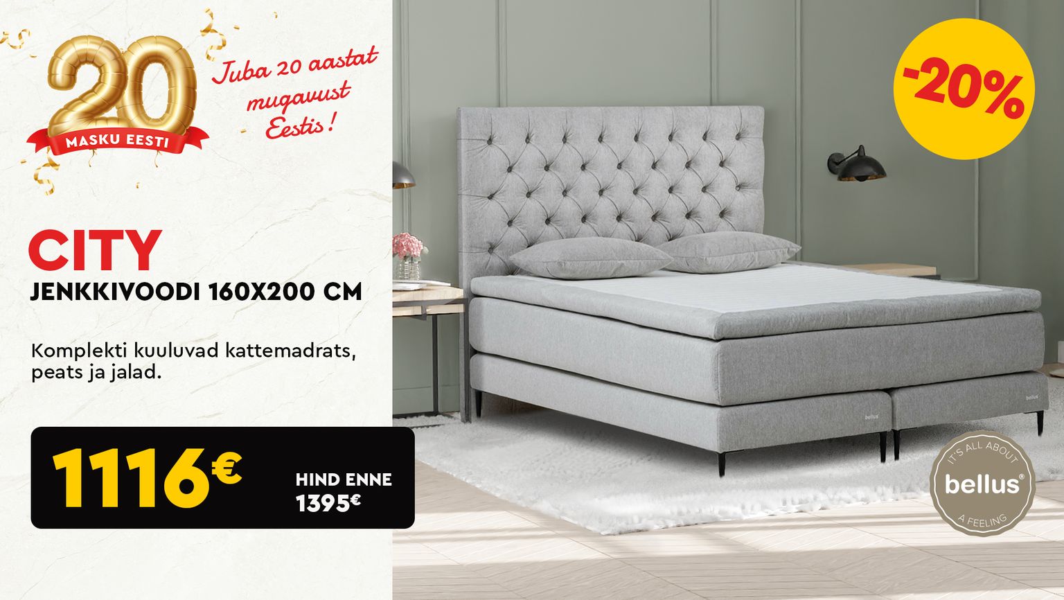 city jenkkivoodi 160x200 cm hall bellus -20% kampaania 1395 € -> 1116 €