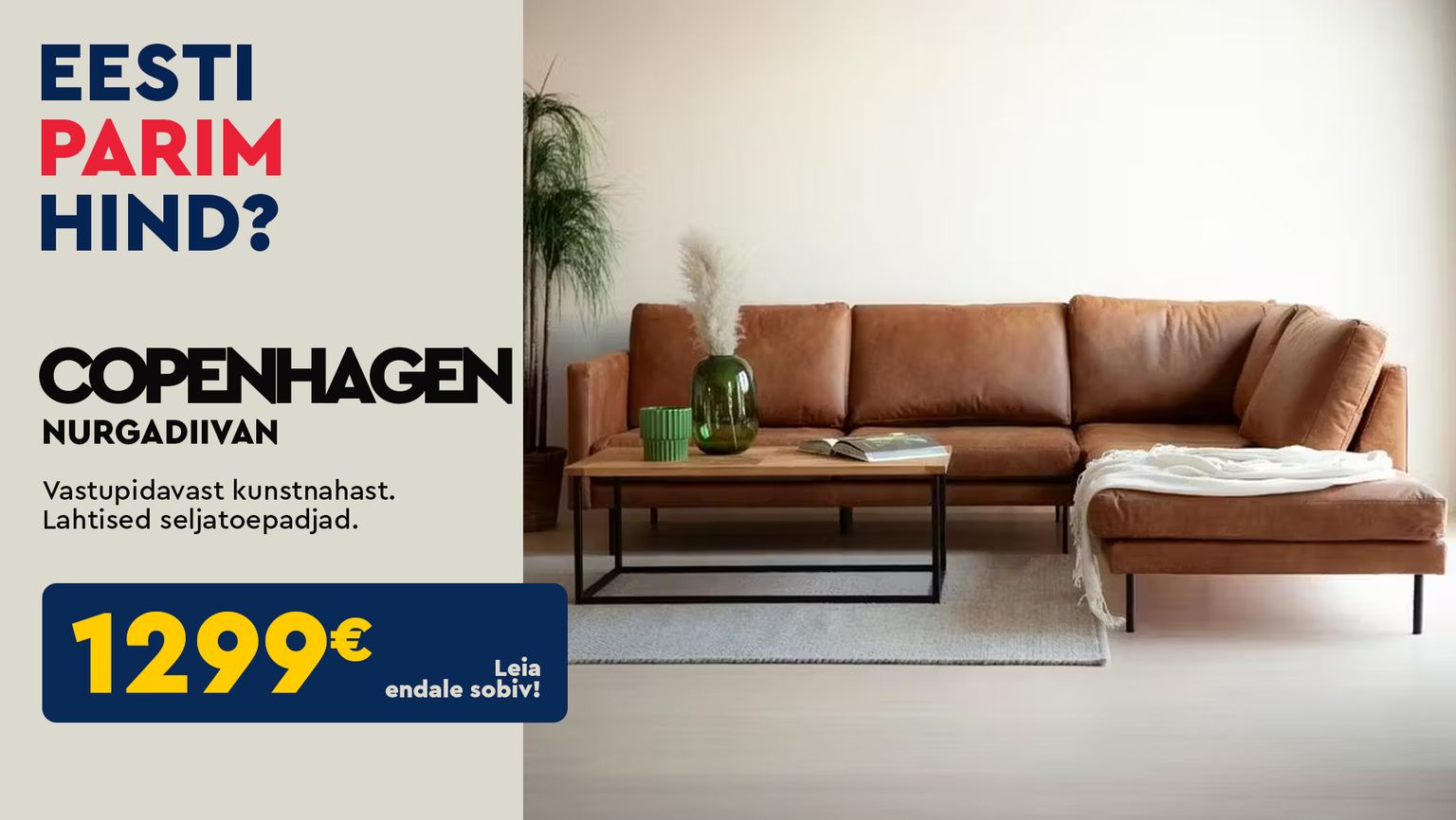 copenhagen nurgadiivan diivan kunstnahk pruun Masku nurgadiivan elutuppa 1299 €