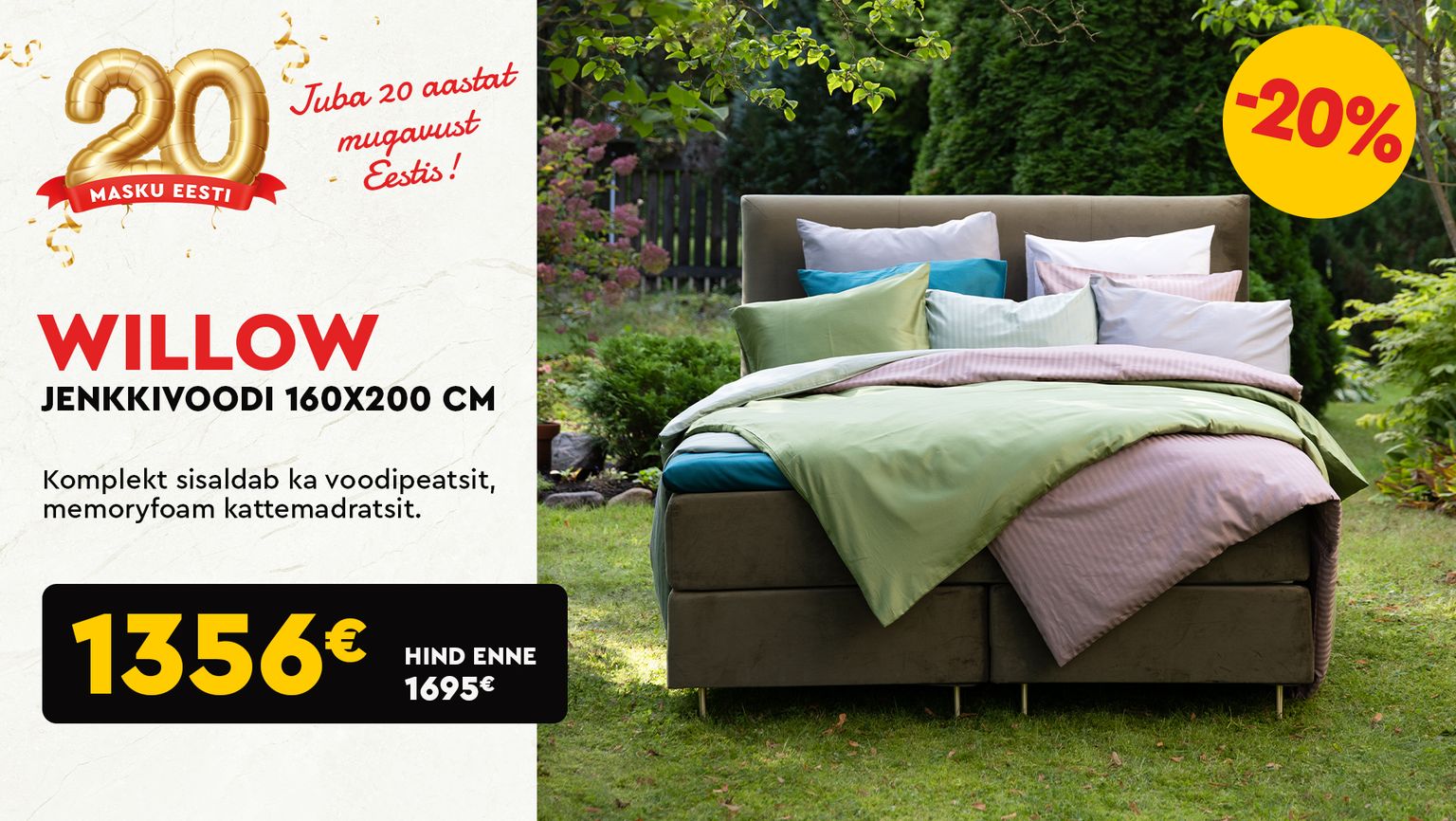 willow jenkkivoodi 160x200 cm roheline bellus -20% kampaania 1695 € -> 1356 €