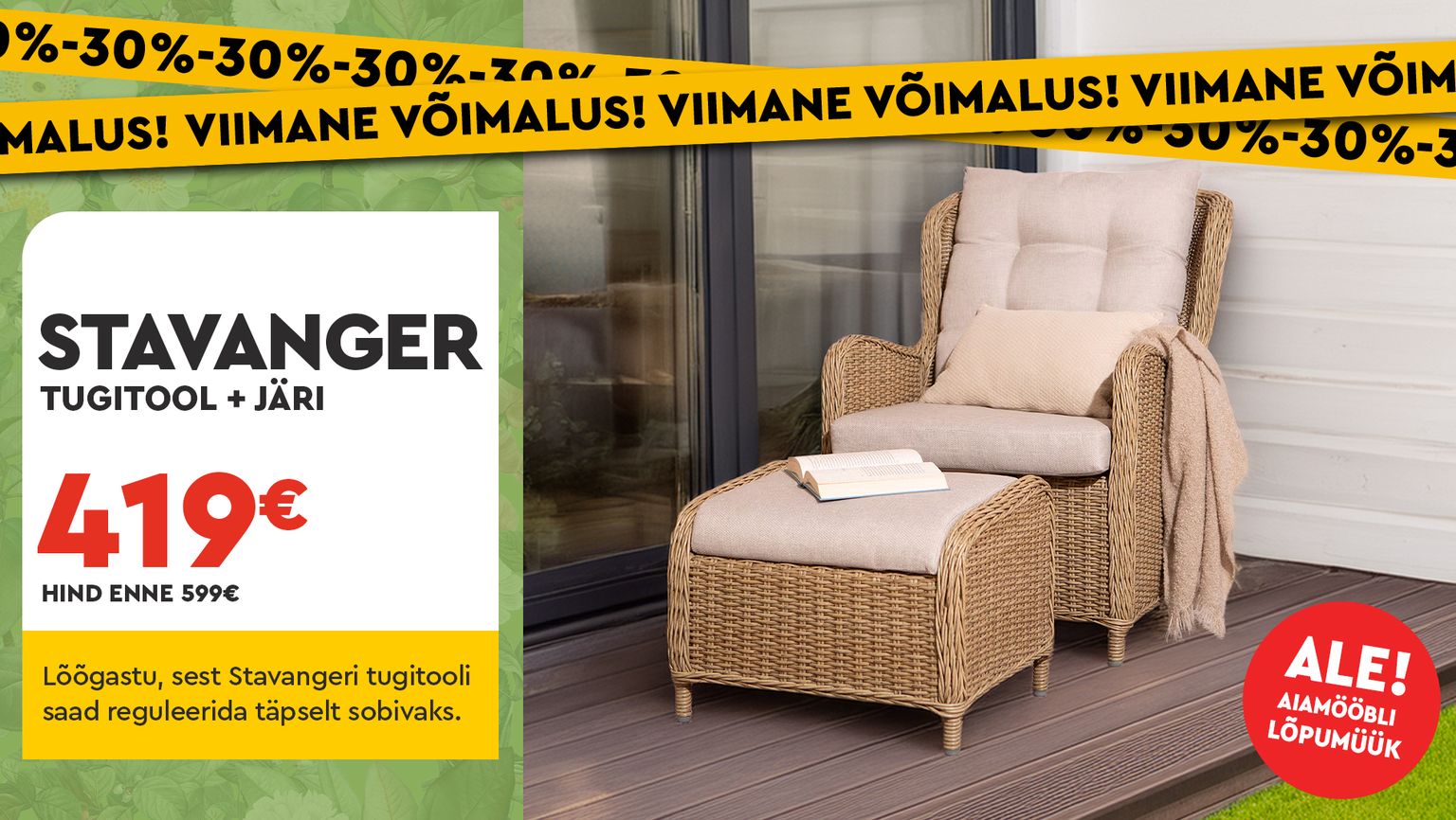 Stavanger tugitool + järi 419 € (599 €)