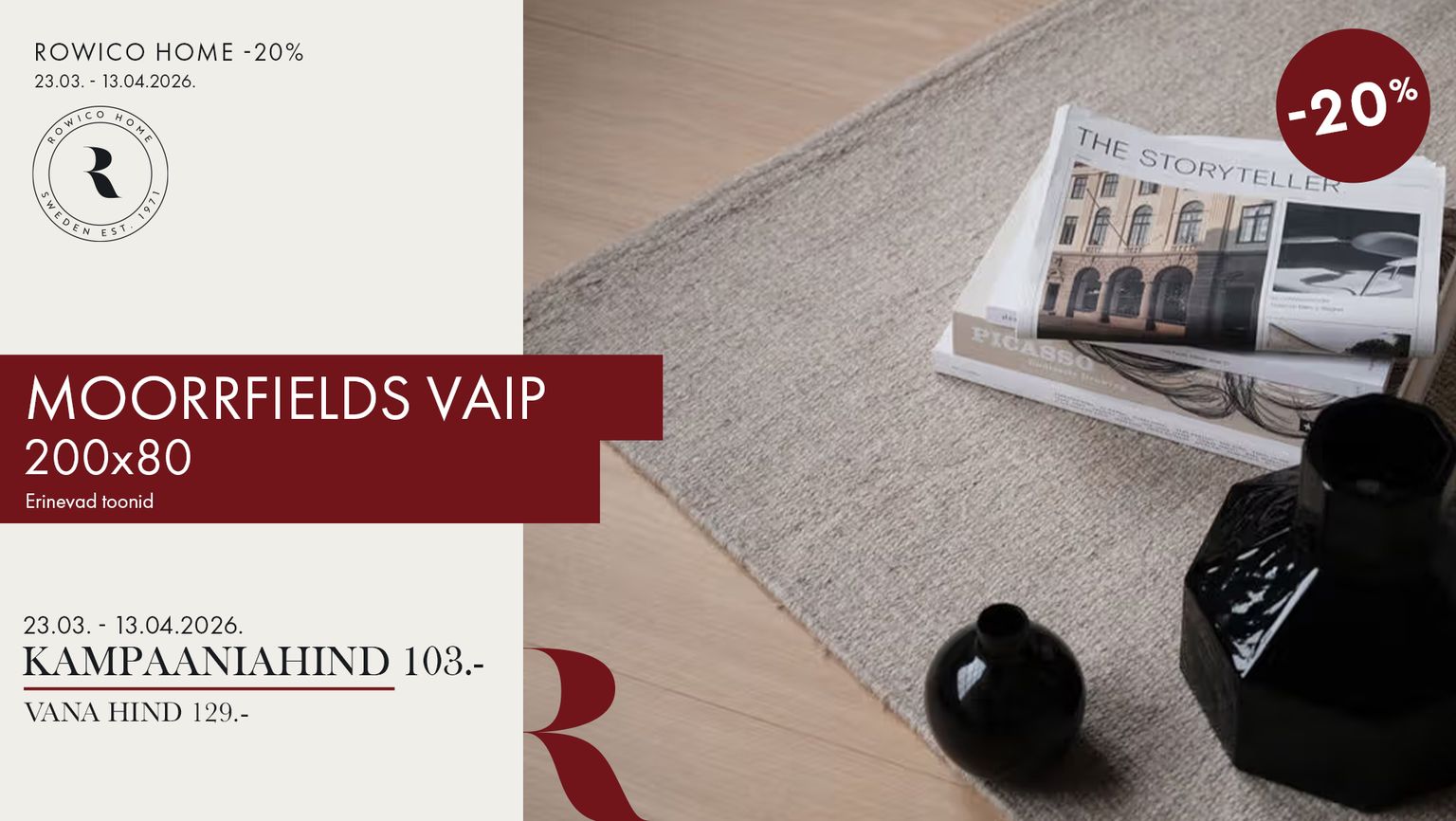 moorrfields vaip tekstiil Rowico Home 200x80 -20% kampaania 129 € -> 103 €