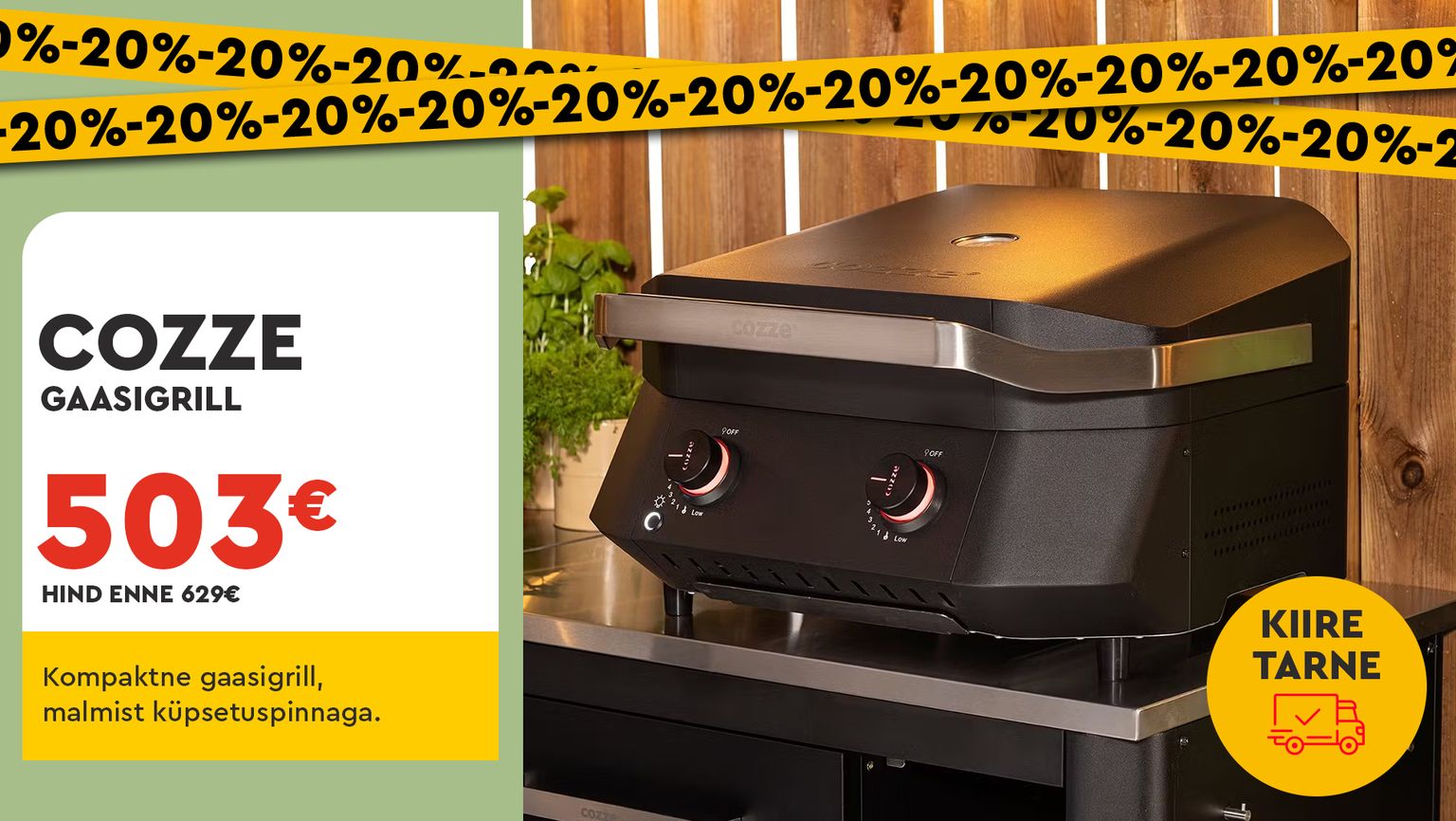 cozze gaasigrill metallist must kompaktne õuegrill -20% kampaania 629 € -> 503 €