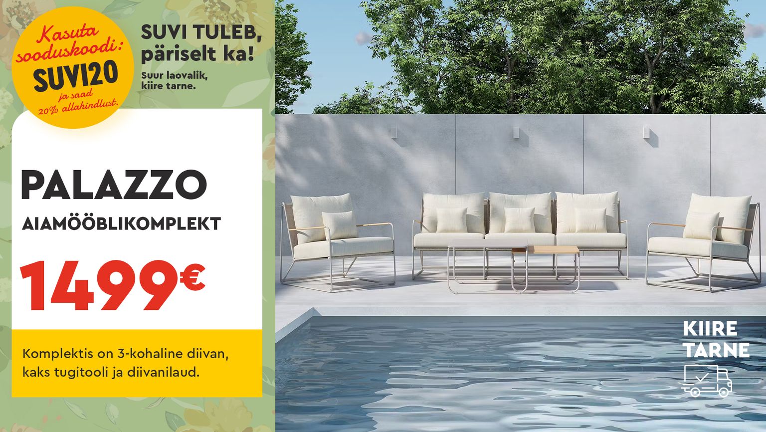 PALAZZO aiamööbli komplekt metall beež SUVI20 -20% kampaania 1499 €