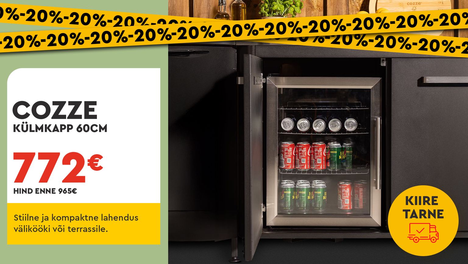 cozze külmkapp metallist must 60 cm väliköögi külmkapp -20% kampaania 965 € -> 772 €