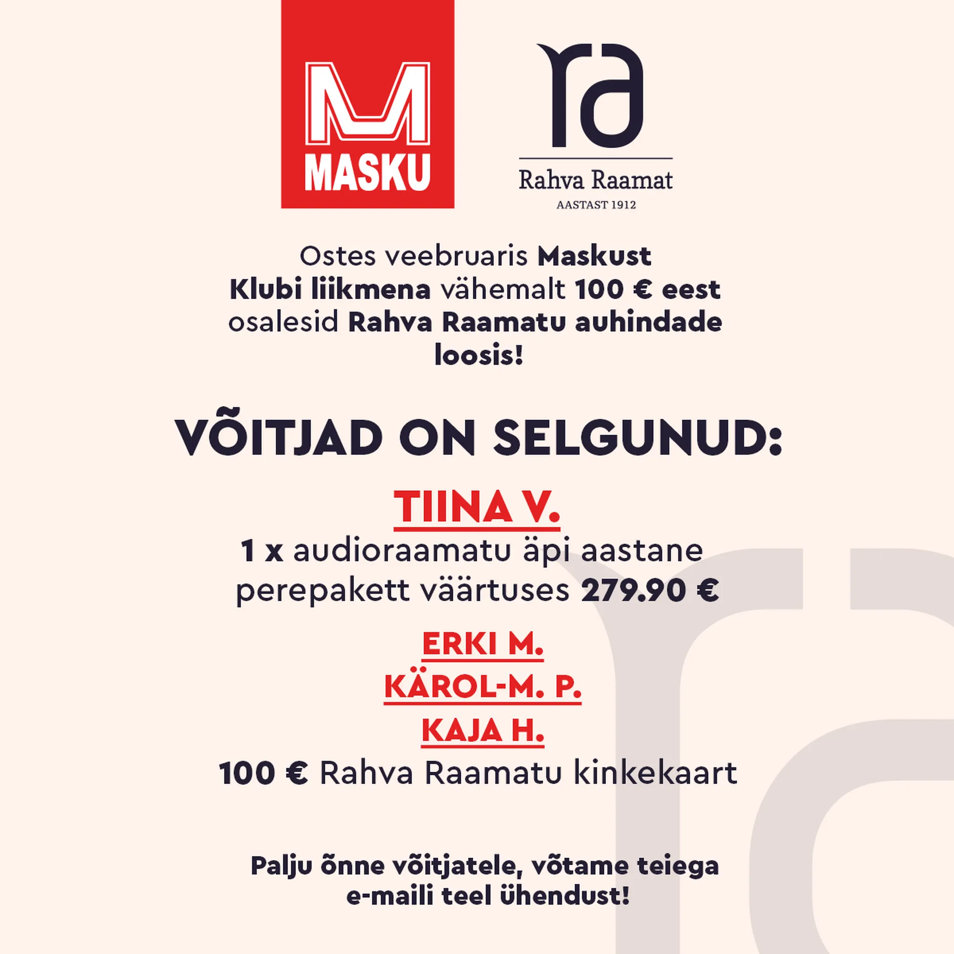 Rahva Raamatu loosi võitja on selgunud