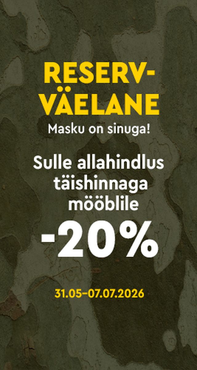 reservväelase allahindluse kampaaniabänner -20% Masku täishinnaga mööblile 31.05–07.07.2026