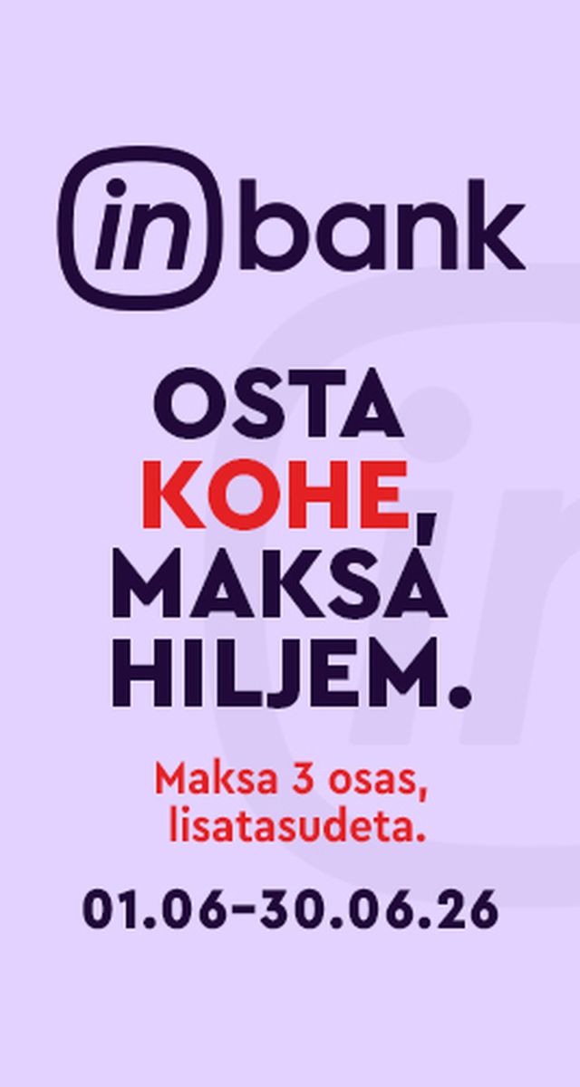 Inbank järelmaksu kampaaniabänner maksa 3 osas lisatasudeta 01.06–30.06.26
