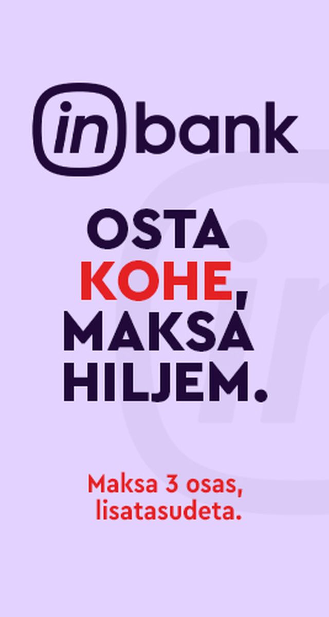 Inbank järelmaksu kampaaniabänner, maksa 3 osas lisatasudeta