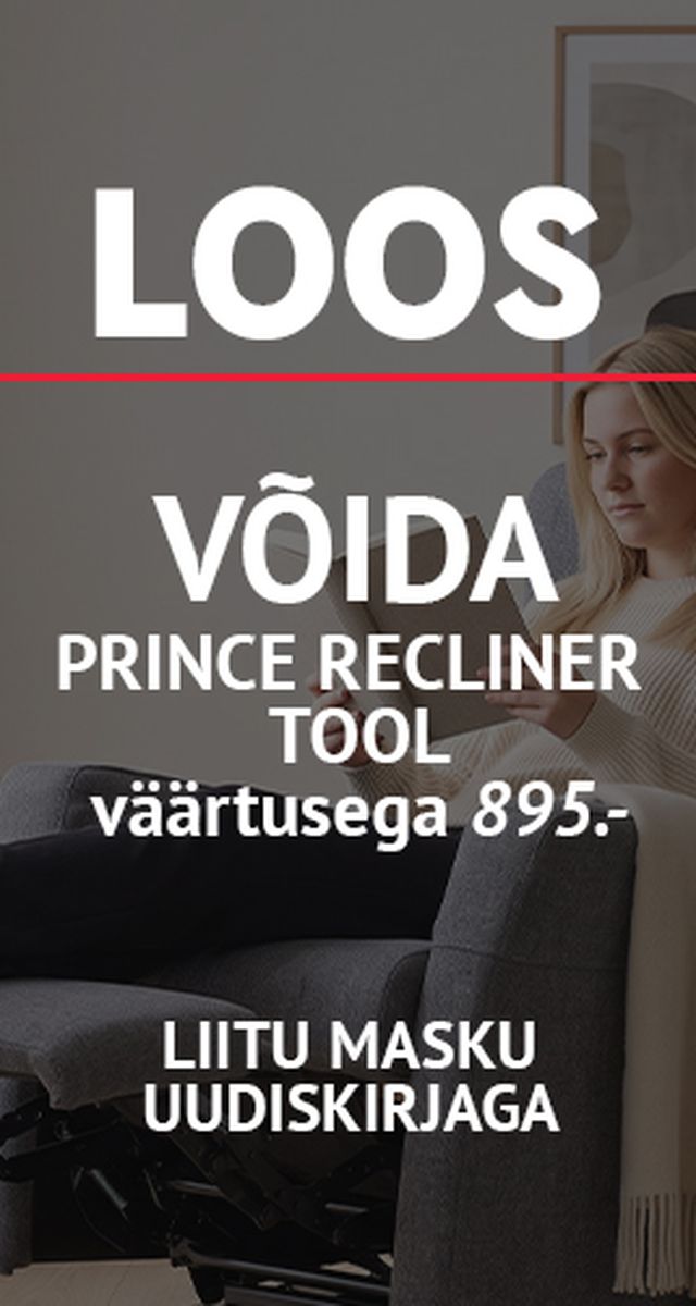 Prince recliner tool, hall kangast tugitool jalatoega, Masku uudiskirjaga liitujate loosiauhind väärtusega 895 €