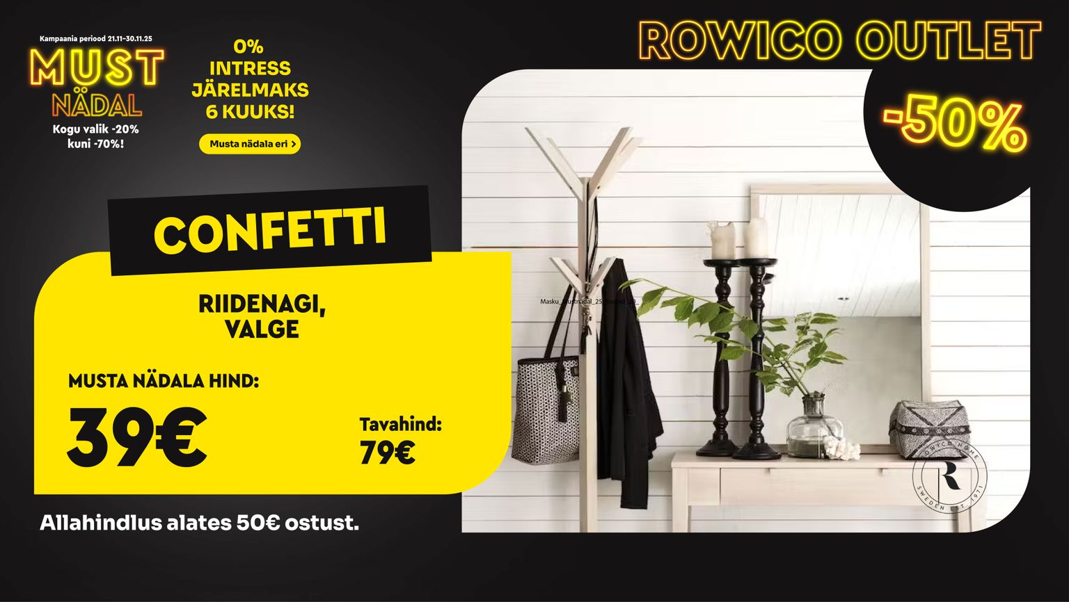 confetti riidenagi valge rowico esikusse -50% kampaania 79 € -> 39 €