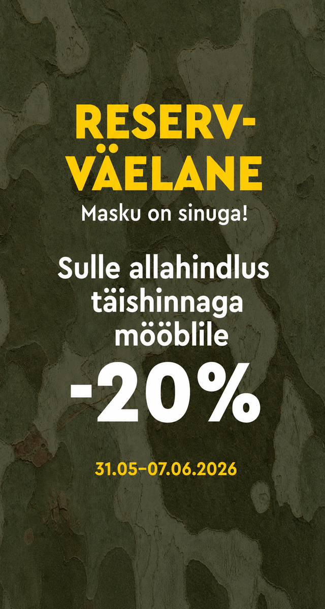 reservväelase allahindluse kampaaniabänner -20% Masku täishinnaga mööblile 31.05–07.07.2026