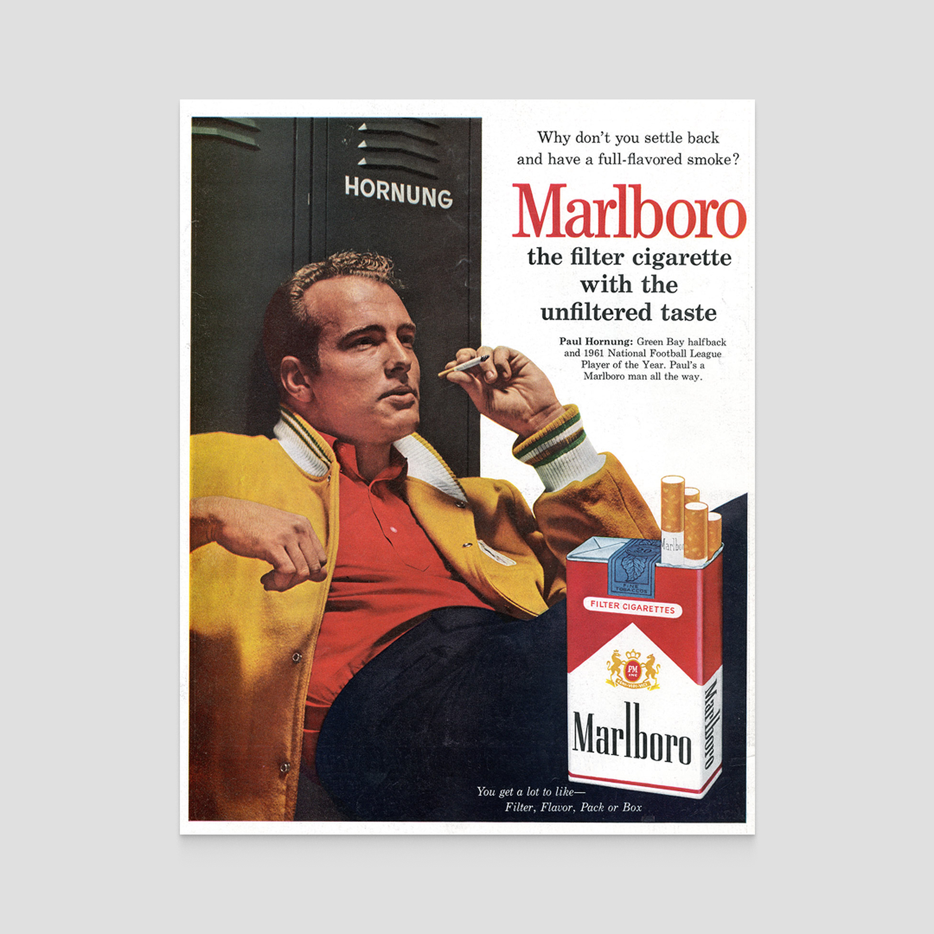 Green Bay Packers halfback, Paul Hornung, in an early 1960s campaign