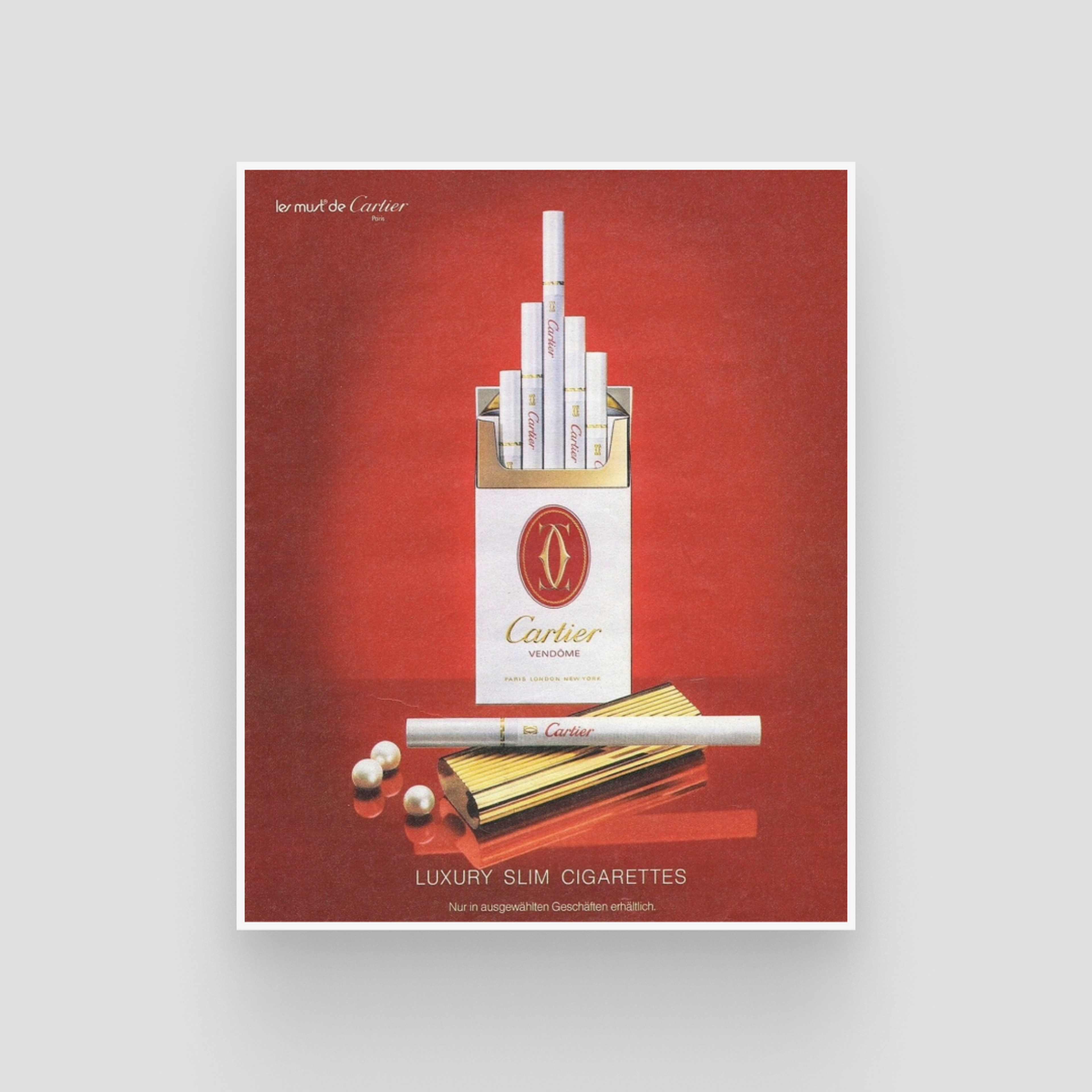 A Cartier cigarette advertisement from the 1980s