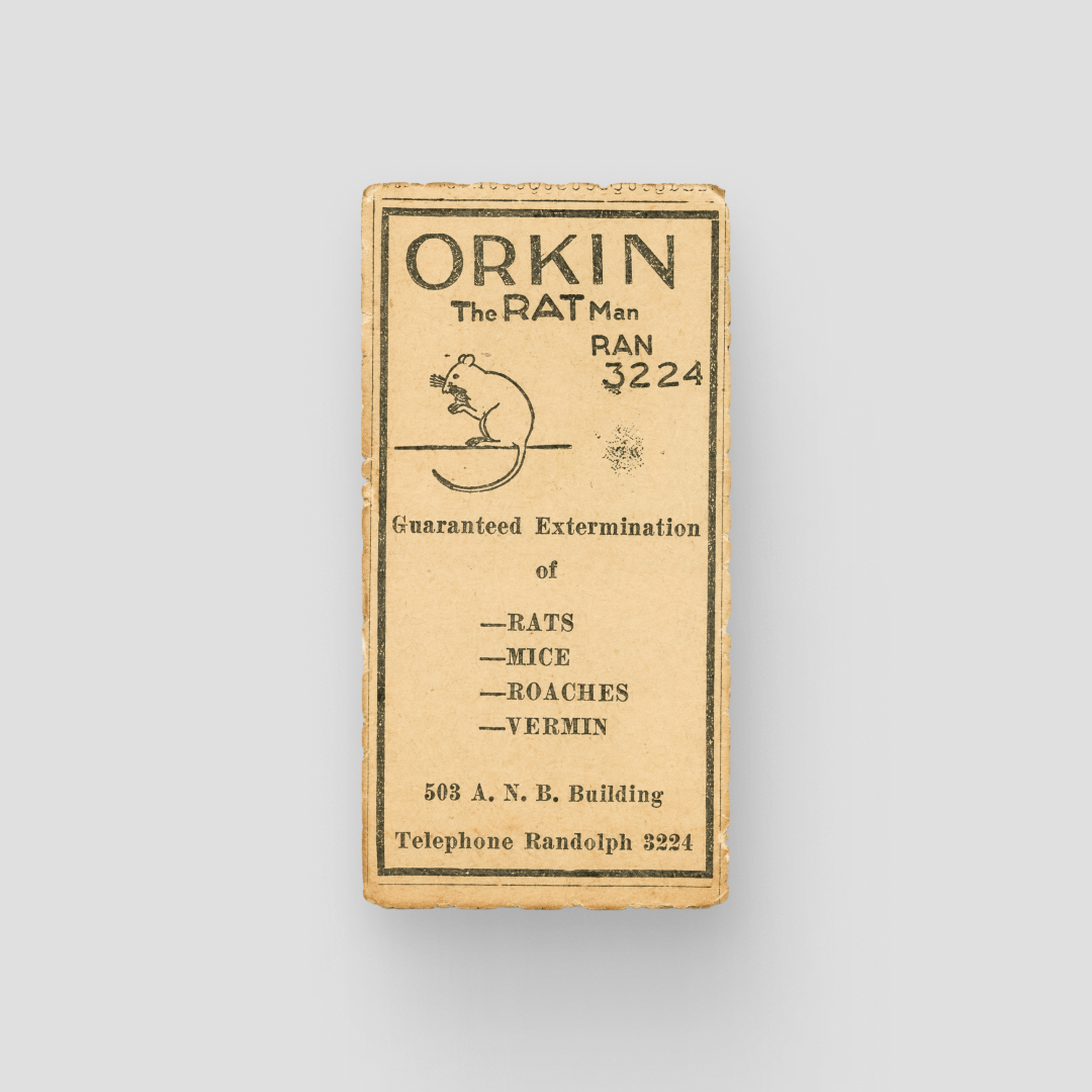 One of the earliest local ads from Otto “the Rat Man” Orkin