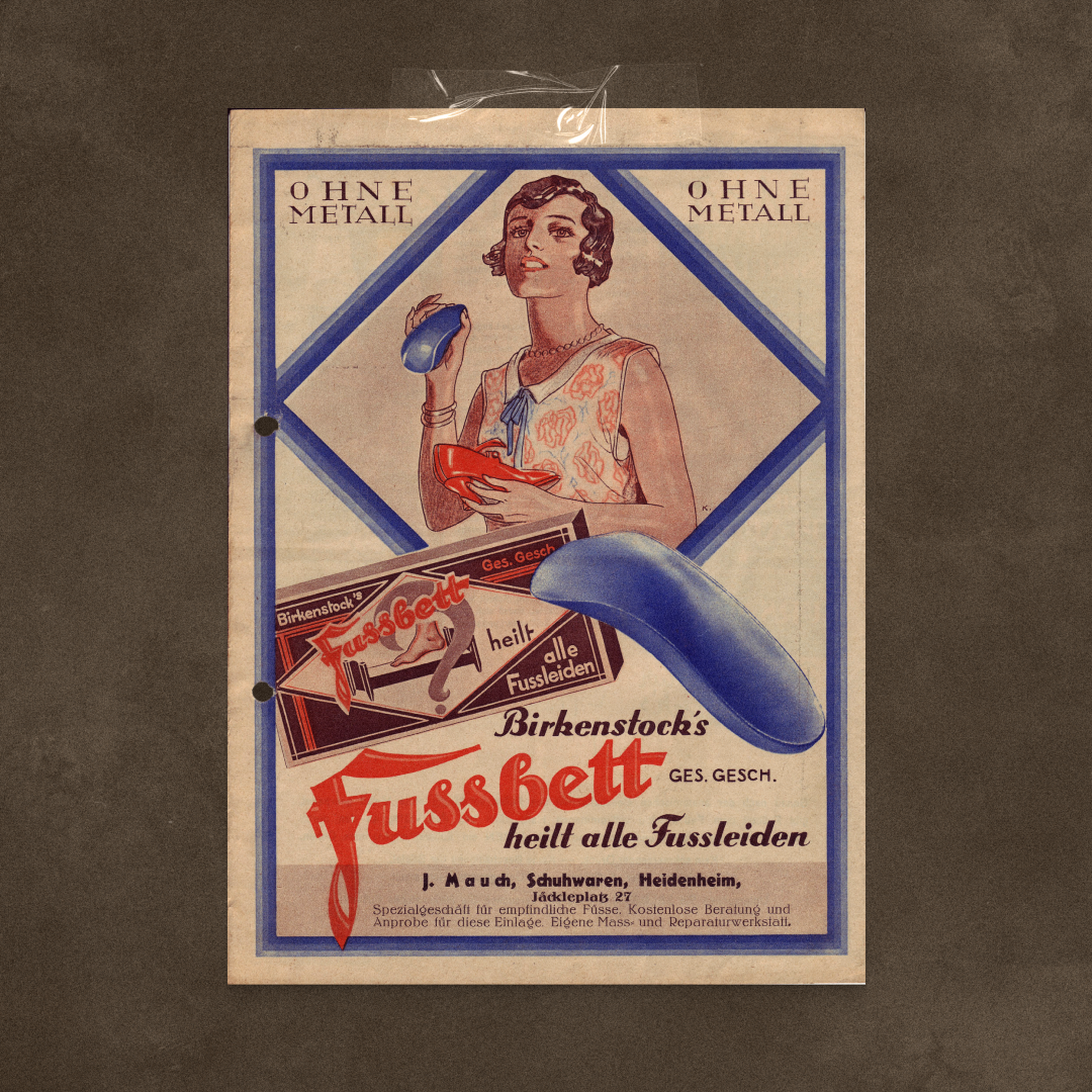A Birkenstock footbed advertisement from the early 1900s