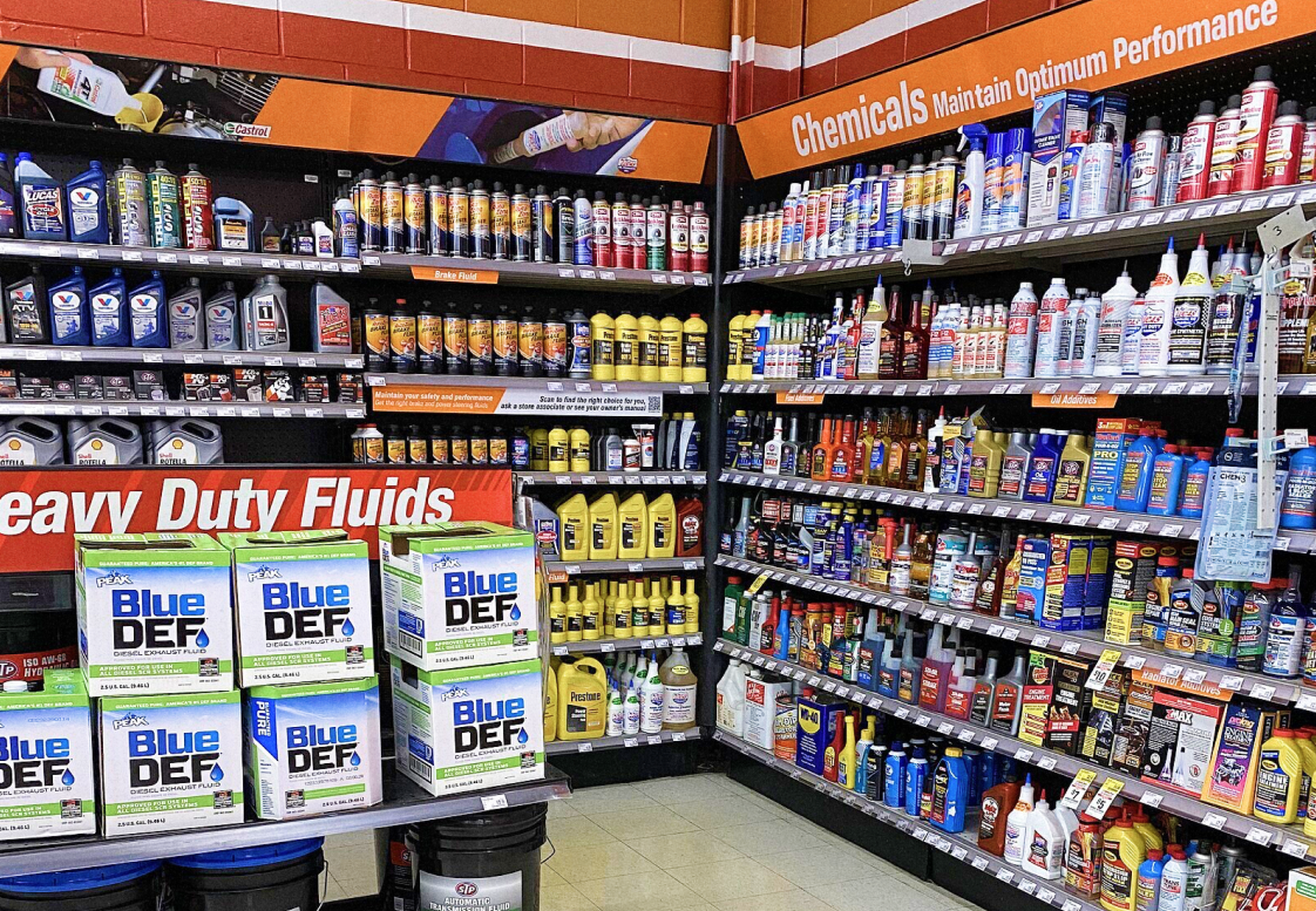 A well-stocked AutoZone store, highlighting the vast selection of products.