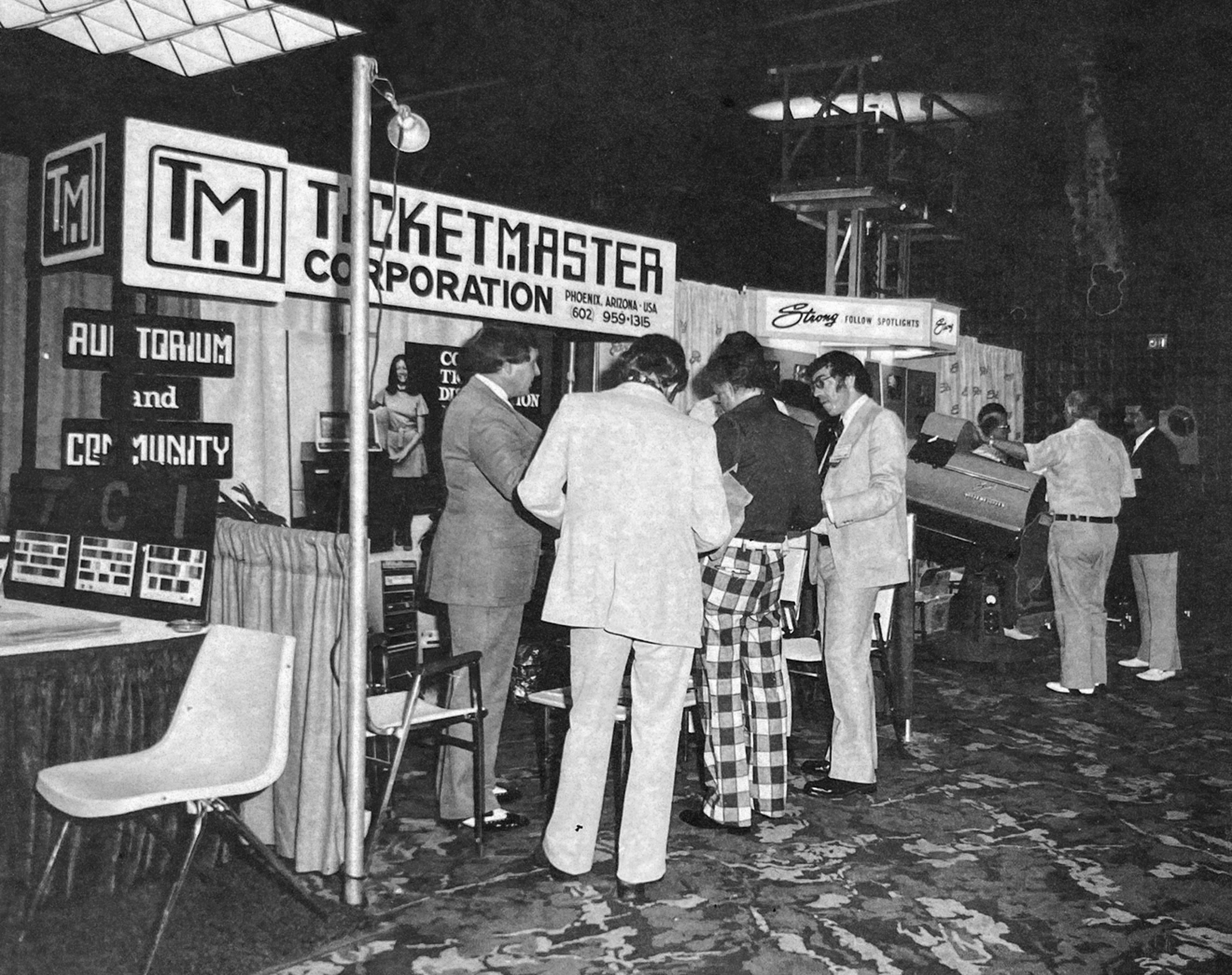 Ticketmaster's booth at a trade show in the late 1970s.