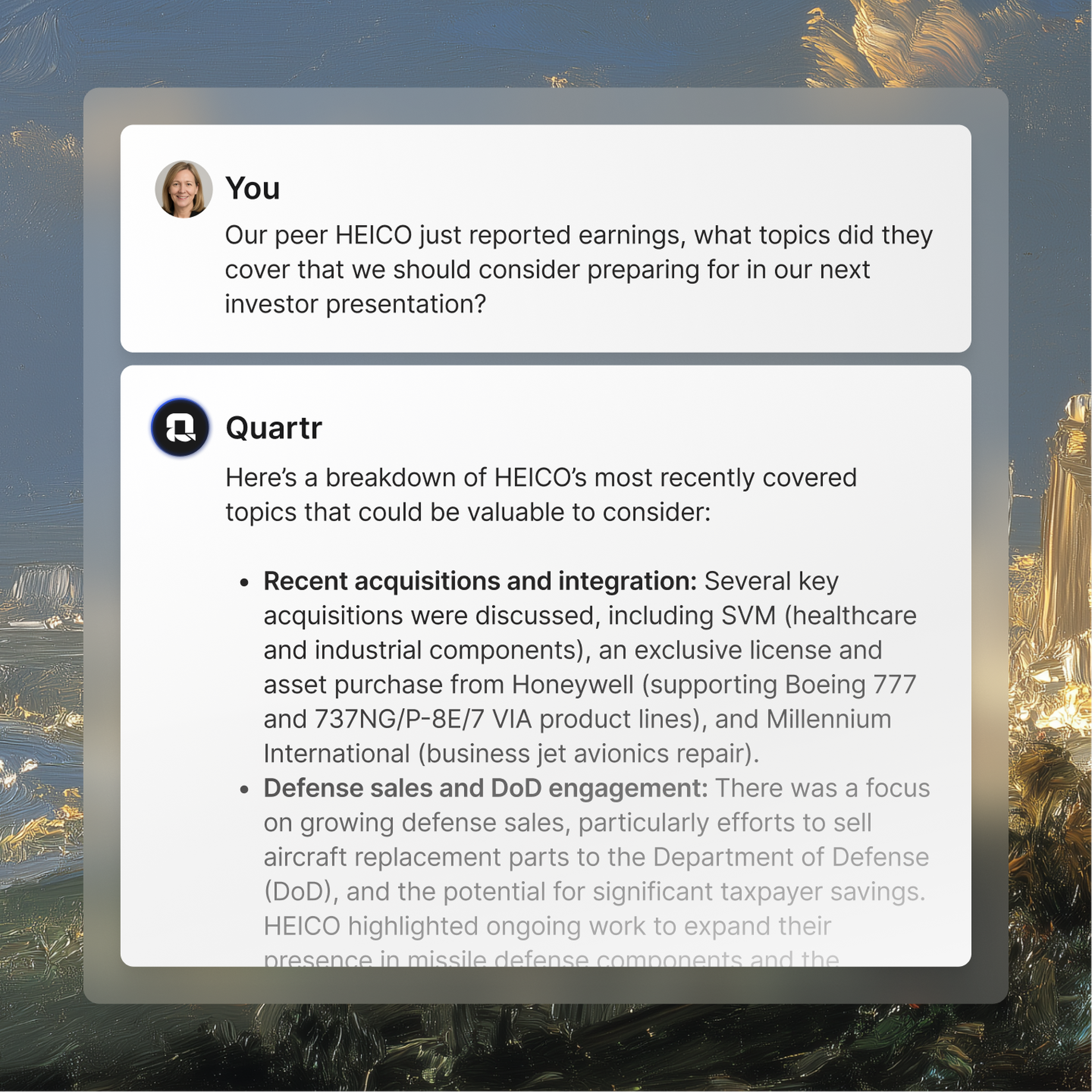Quartr Pro's new AI chat lets IR and finance professionals ask anything across 13,000+ public companies and get instant answers