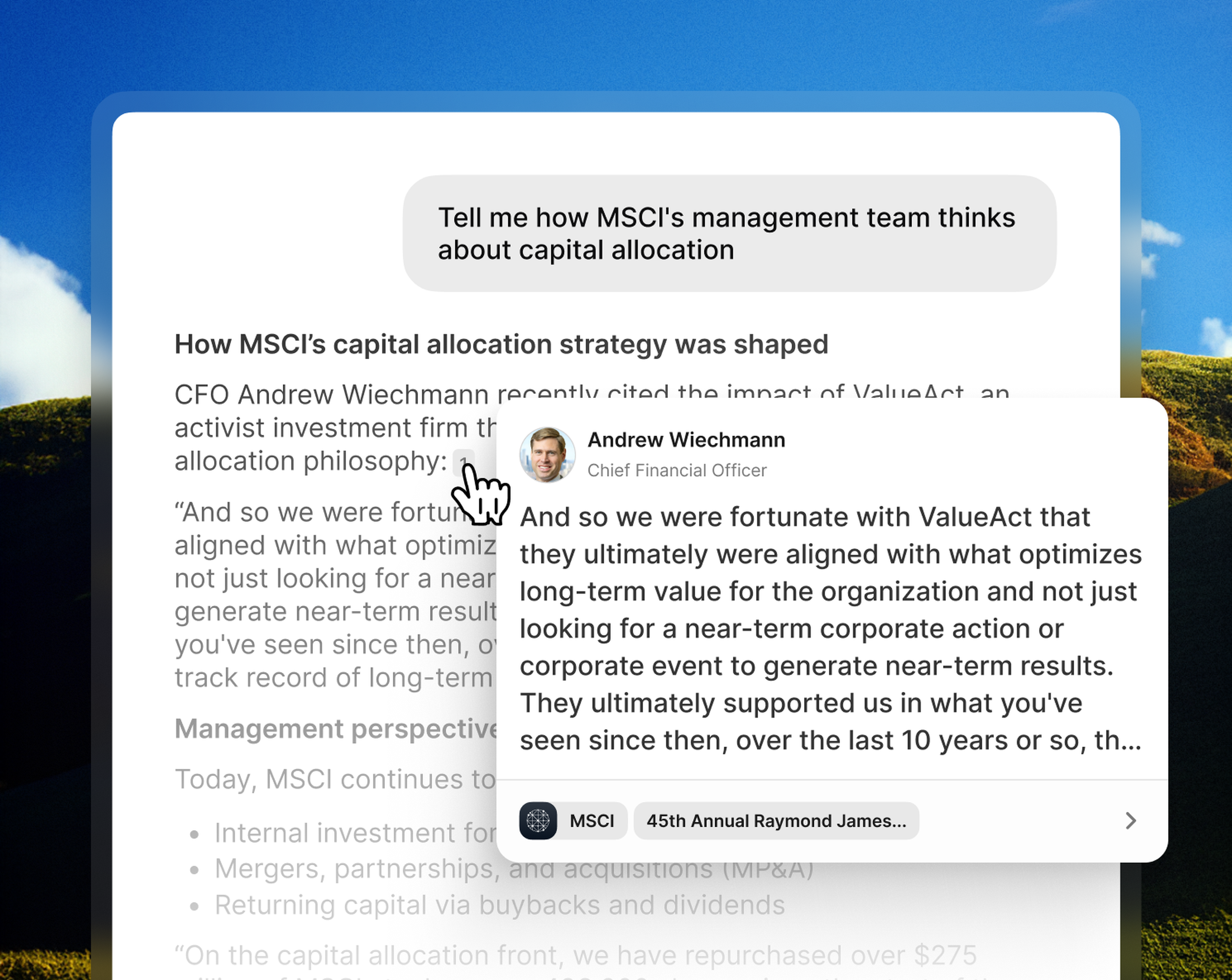 Quartr Pro's AI chat: Ask anything across all events and documents from public companies and instantly find what you need