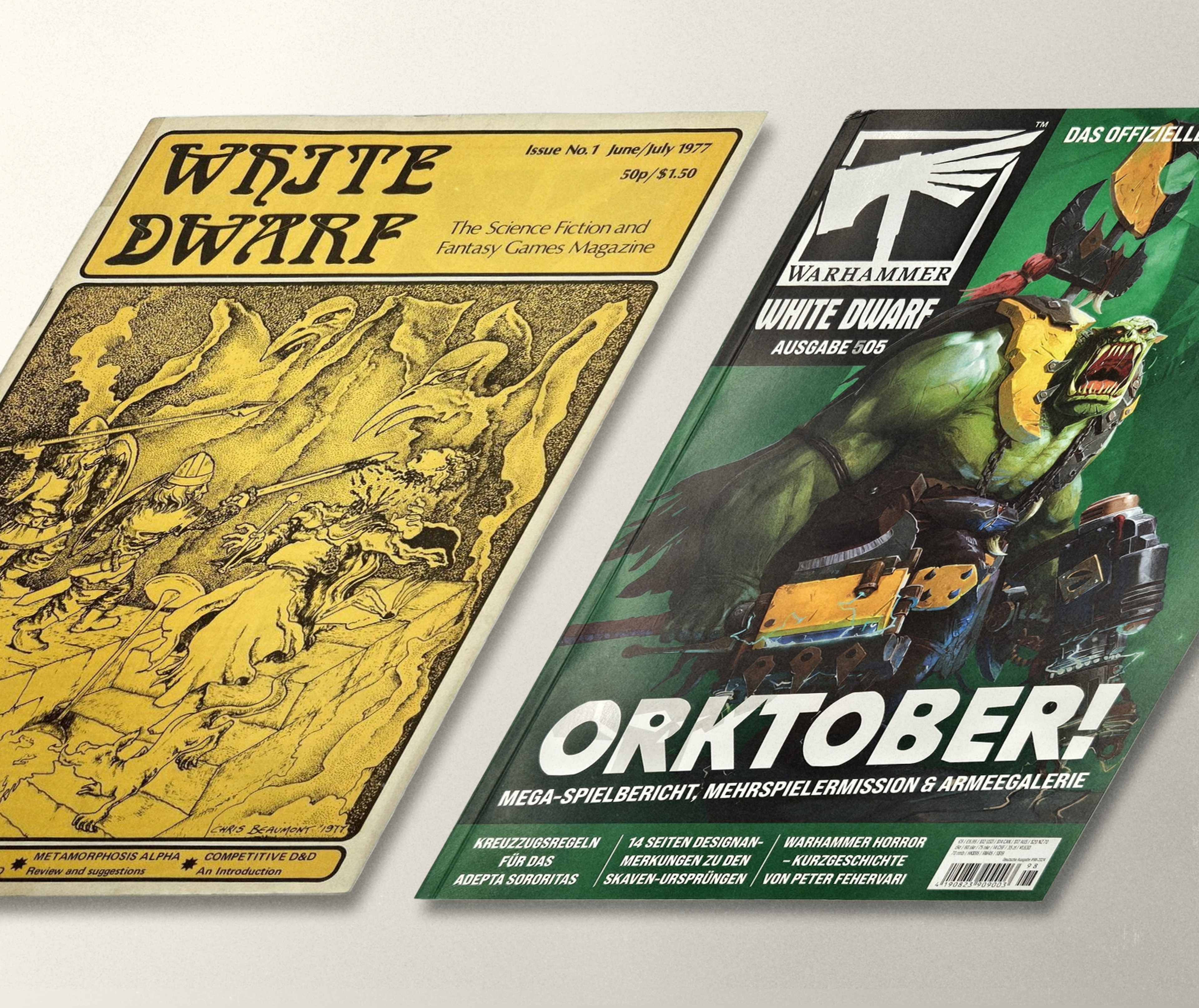 The first and the latest issue of White Dwarf